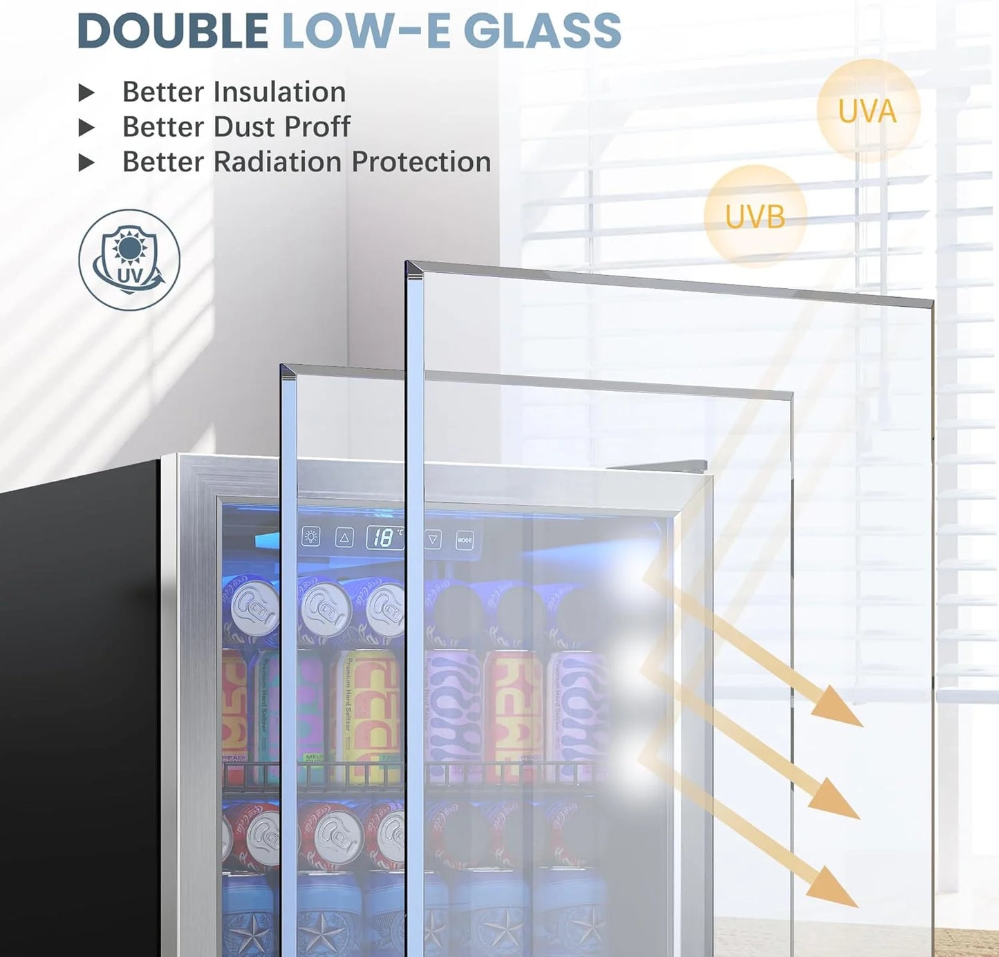 Beverage Refrigerator Cooler-120 Cans Freestanding Mini Fridge Cooler with Glass Door, Adjustable Shelves & Digital Temperature Display for Soda, Wine or Beer (Black, 3.2 Cu.Ft)