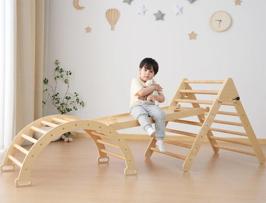 Foldable Wooden, Toddler Baby Climbing Toy Gym, Indoor Playground Jungle Gym for Baby Toddle