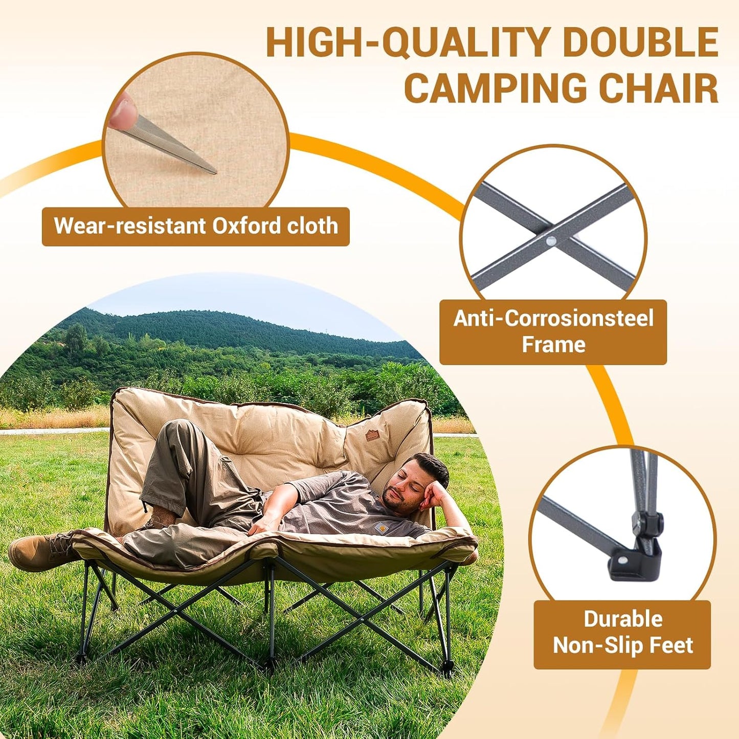 Butterfly chair, extra large thick comfortable camping chair, portable folding chair, 400 lb heavy duty seat
