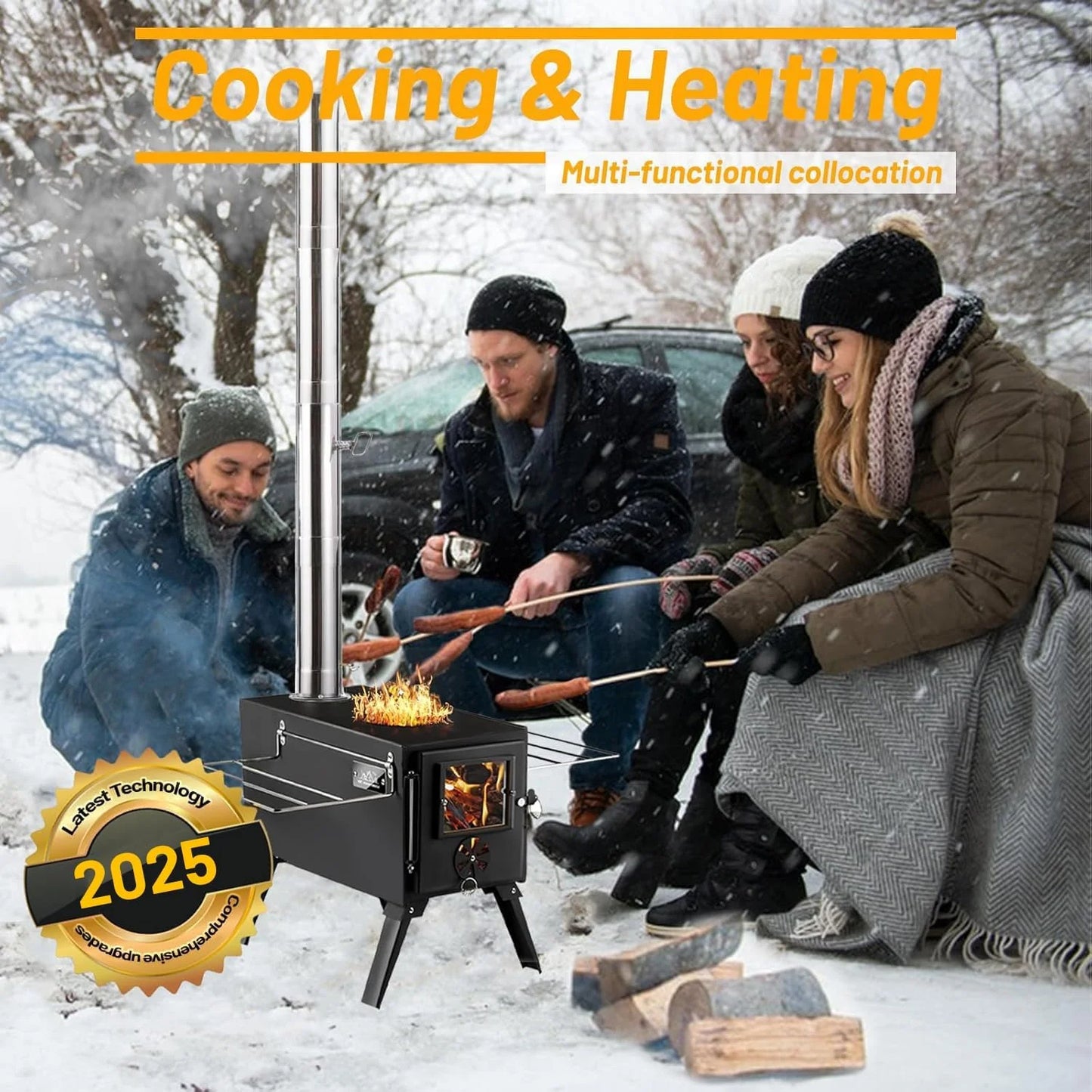 Hot Tent Stove Wood Stove, Small Wood Stove for Outdoor Heating and Cooking, Ice Fishing, Hunting