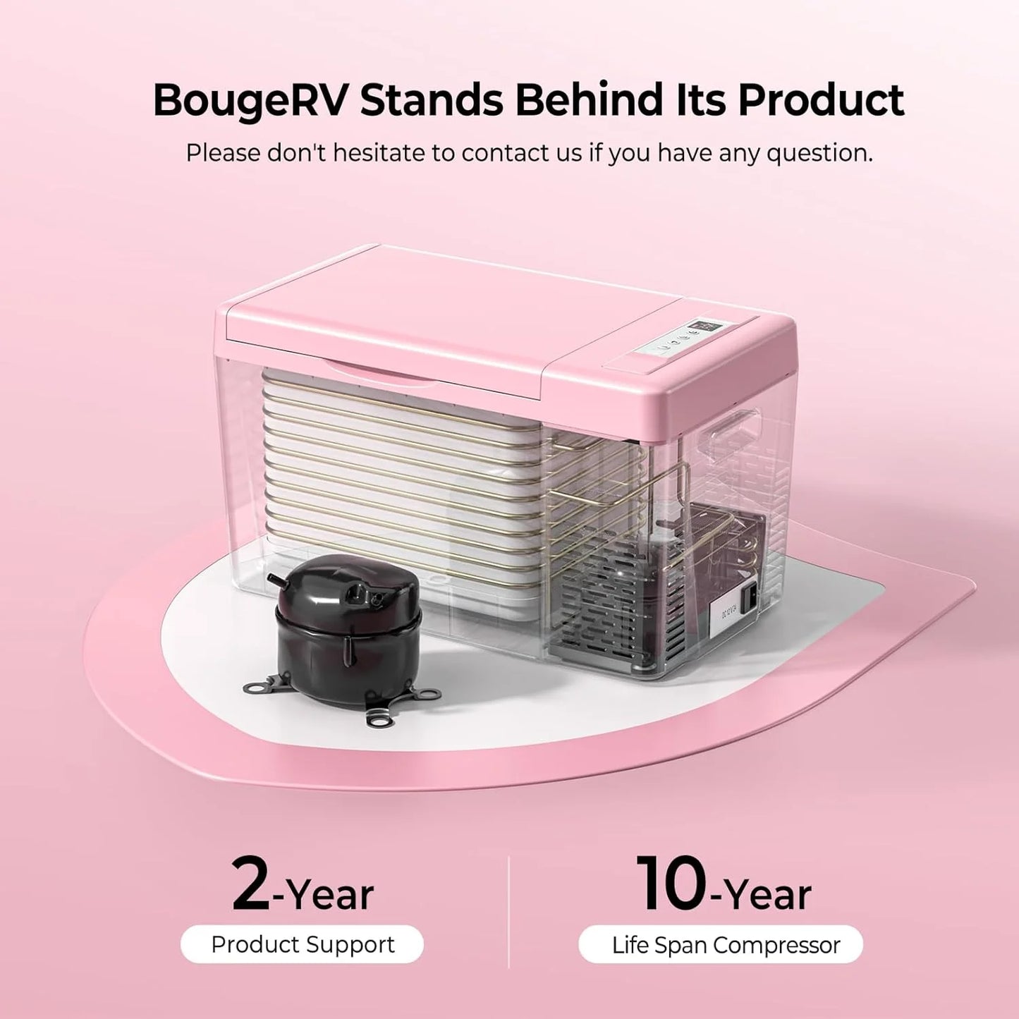 BougeRV 12 Volt Refrigerator 12V Car Fridge 23 Quart Portable Freezer Compressor Cooler 12/24V DC 110~240 Volt AC for Truck Van RV Camper SUV Travel Camping Road Trips Tailgating -8℉~50℉