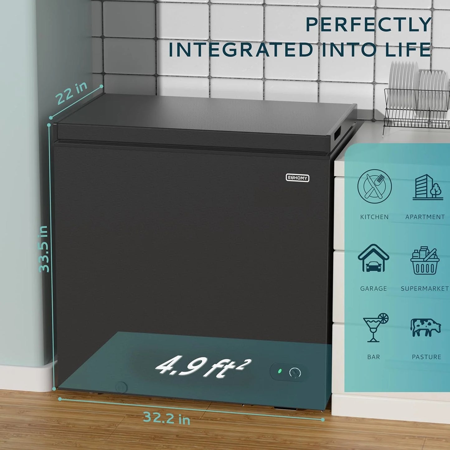 EUHOMY 3.5 Cu.Ft Chest Freezer with Removable Basket, Small Deep Freezer Adjustable 7 Thermostat, Quiet Mini Freezer Free-Standing Top Door, Energy Saving for Apartment/Garage/Basement/Dorm/Home,Black