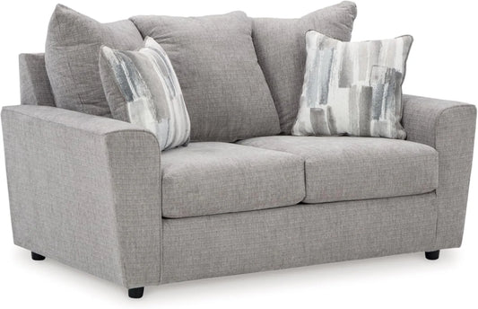 Casual Loveseat with Flared Arms Gray Upholstered Sofa for Living Room