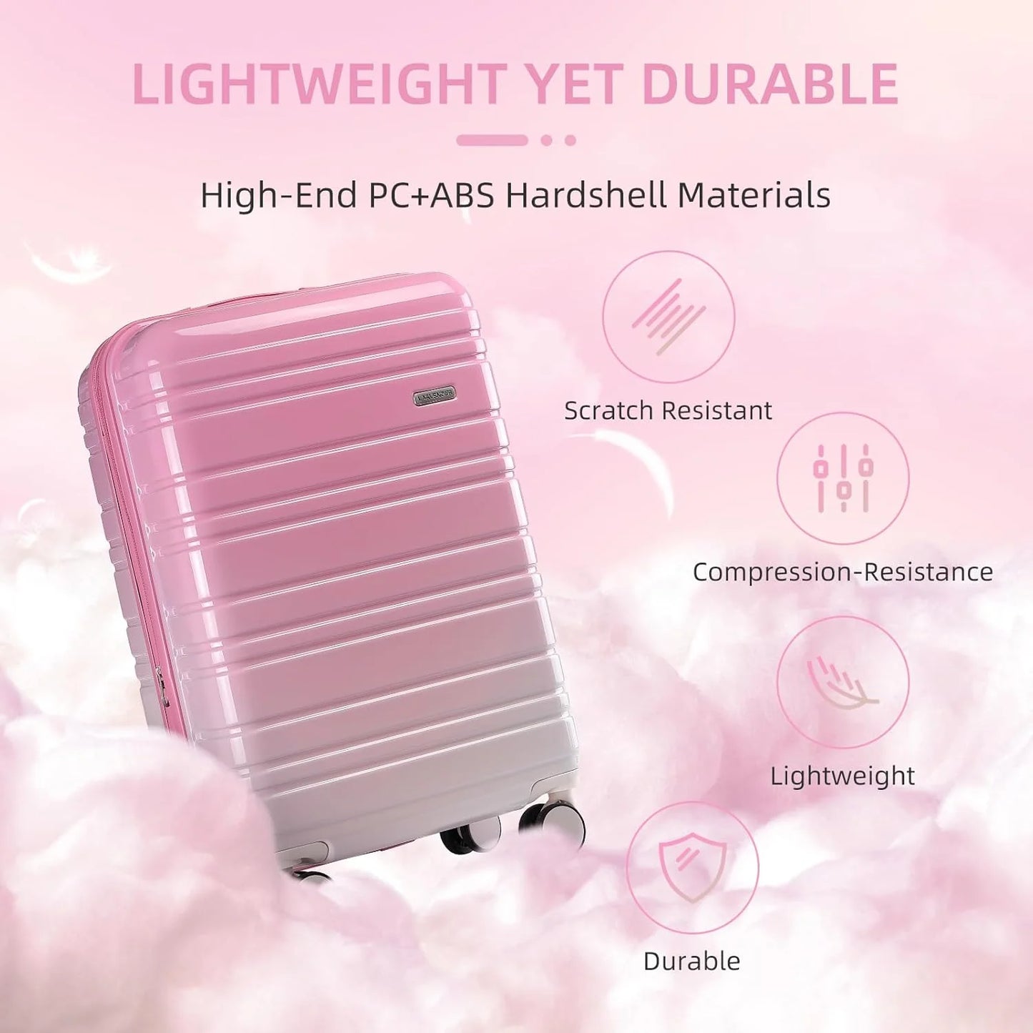 6-piece luggage set, expandable hardshell suitcase set with spinner wheels, lightweight rolling luggage set