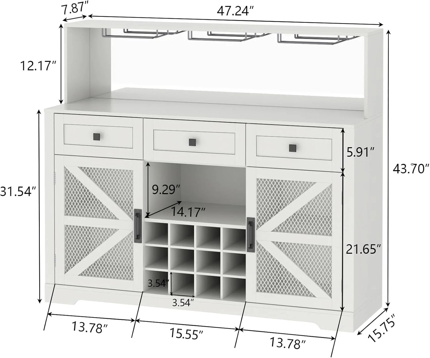 Wine Bar Cabinet with LED Light, Liquor Cabinet with Glass Holder, Coffee Bar for Liquor, Storage Buffet with Wine Racks, Wine Cabinet