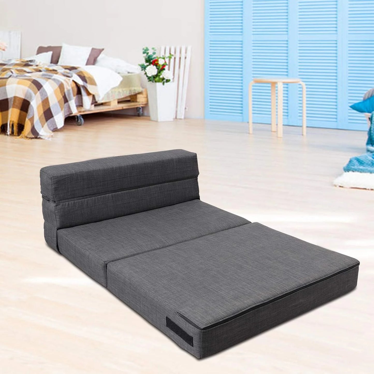 60 inch pull out sofa bed, memory foam sofa with 2 pillows, futon bed, guest bed and pull out sofa,