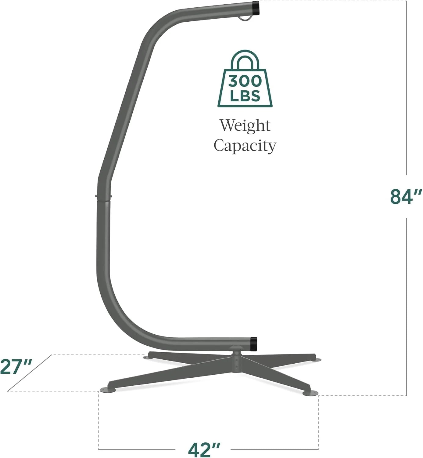 Best Choice Products Metal Hanging Hammock C-Stand for Chair/Weather-Resistant Finish, Offset Base - Stand Only - Black