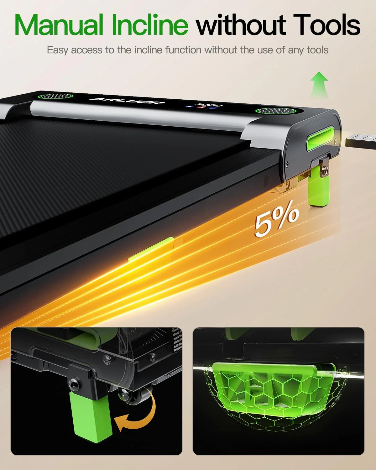 Akluer Inclined Home Treadmill 2.5 HP Small Under-Desk Treadmill with Remote Control and LED Display