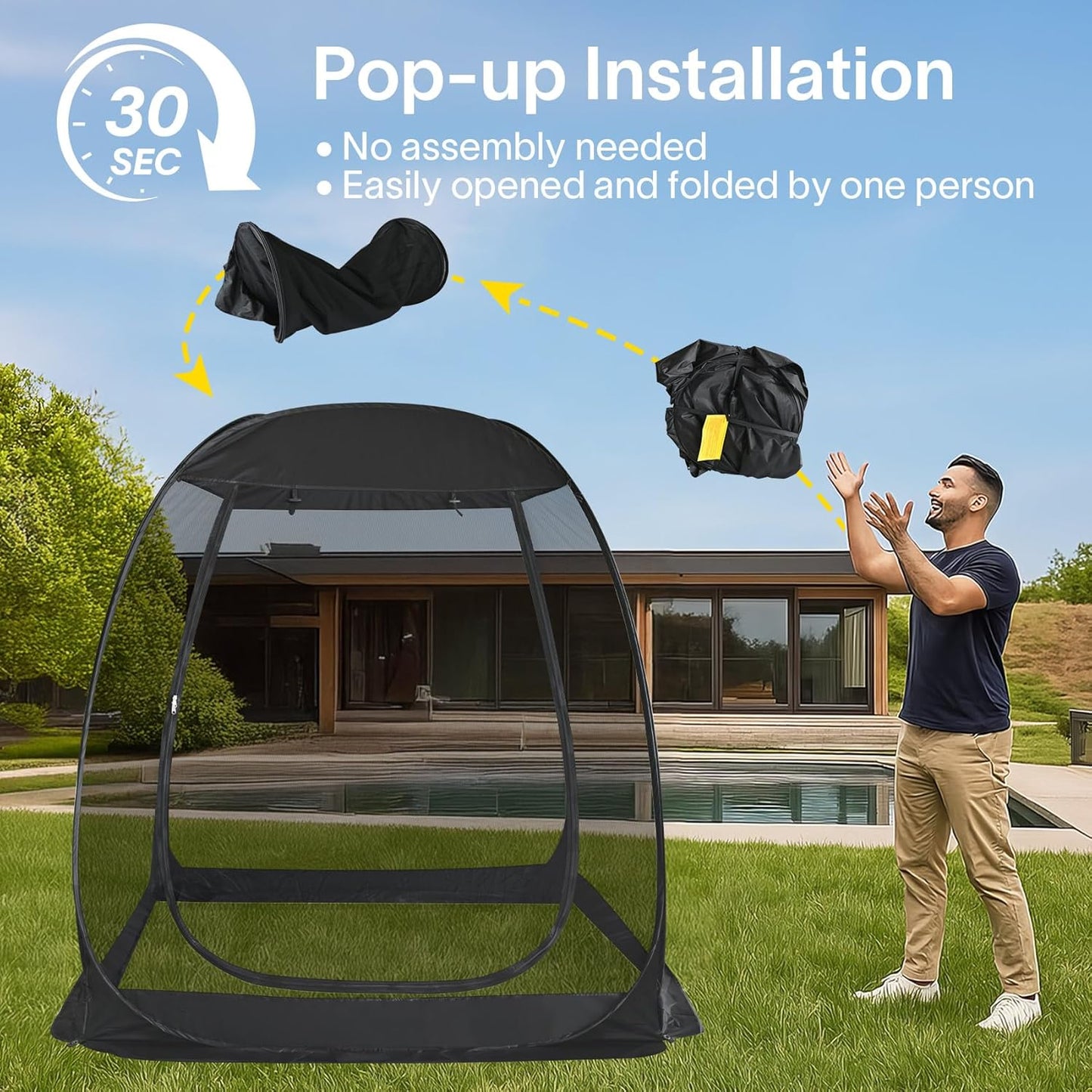 Screen gazebo, sleeps 6-10-15 people Igloo-style canopy tent with mosquito net on the sides Perfect for garden, patio, backyard