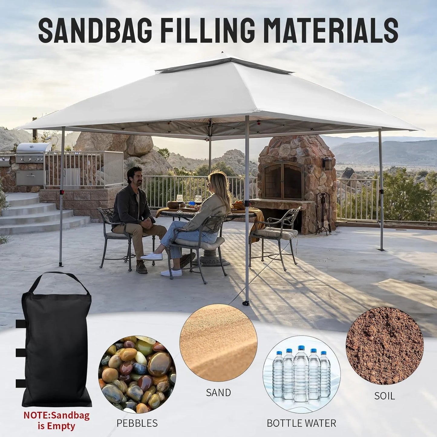 CROWN SHADES 13x13 Pop Up Gazebo, Canopy Tent, Gazebos on Clearance - Outdoor Gazebo for Backyard & Patio Furniture - Carpa Pop Up Tent with Wheeled STO-N-Go Cover Bag (White)