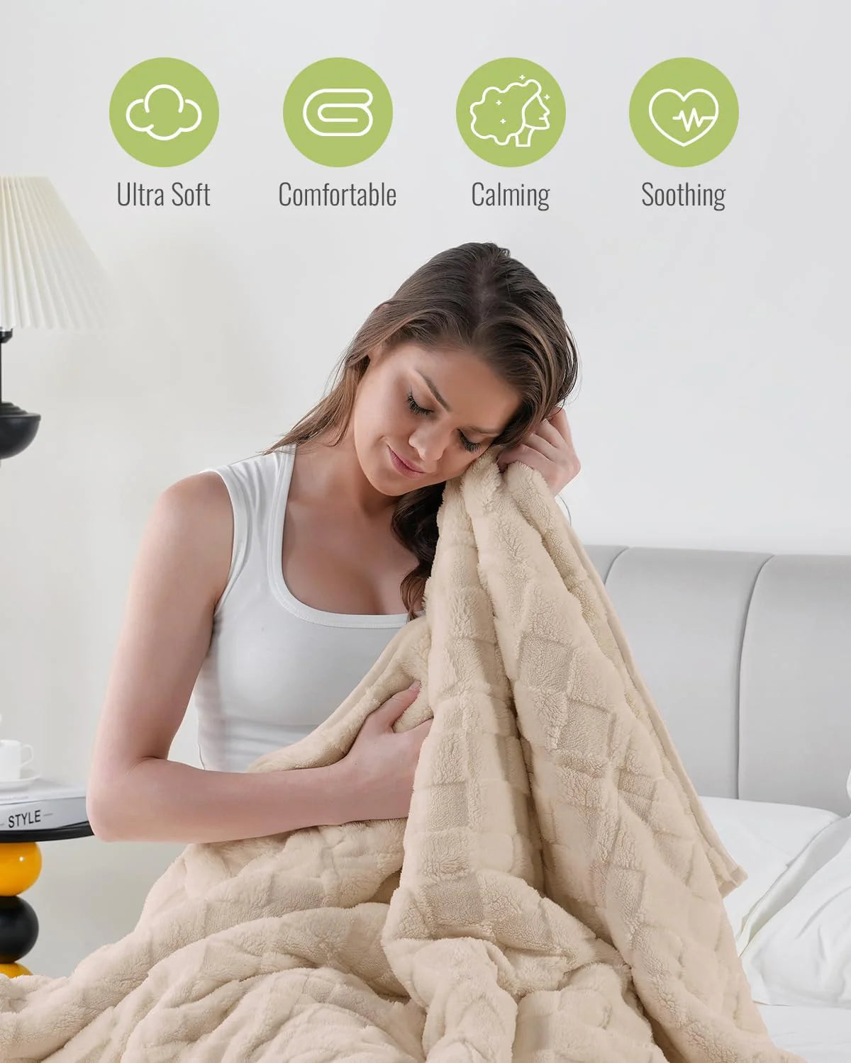 Weighted Blanket Queen Size 15lbs 60x80 inches with Soft Plush Fleece