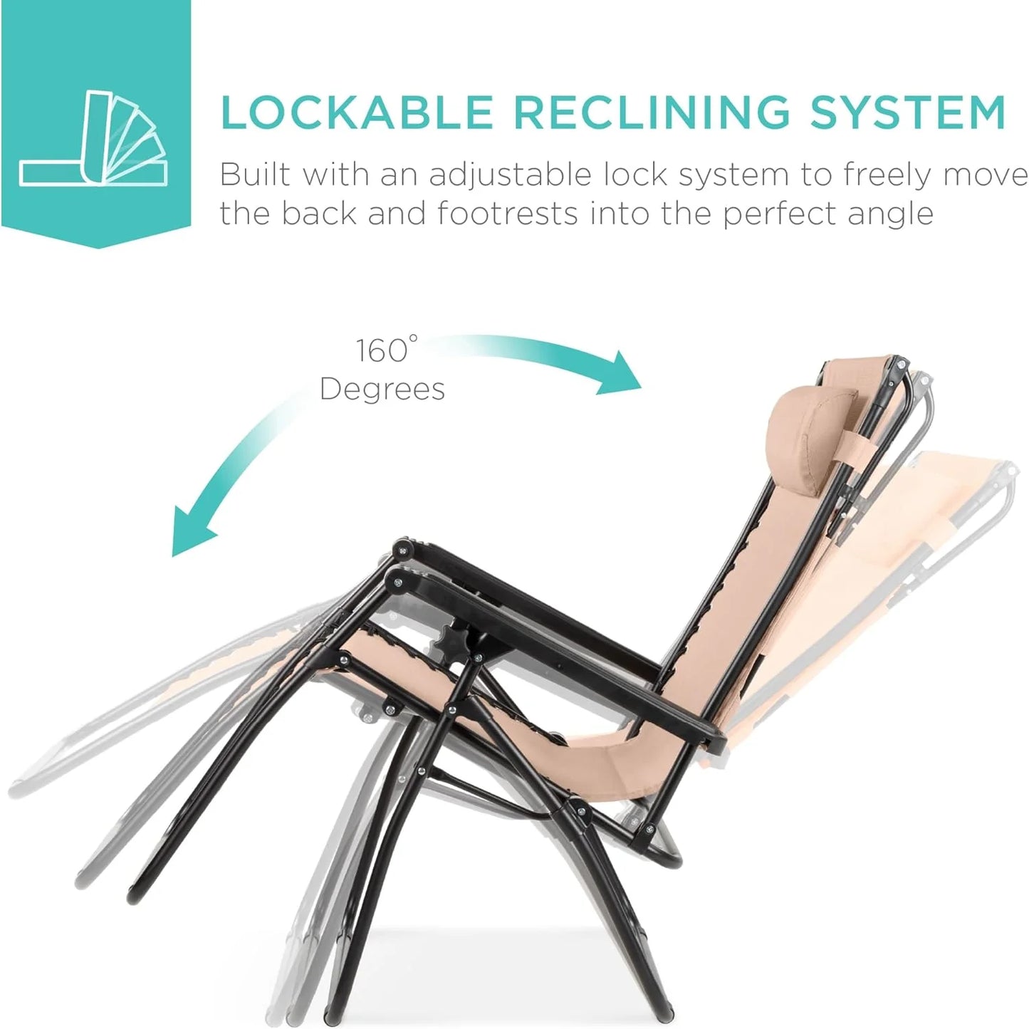 Best Choice Products Folding Zero Gravity Outdoor Recliner Patio Lounge Chair w/Adjustable Canopy Shade, Headrest, Side Accessory Tray, Textilene Mesh - Peacock Blue