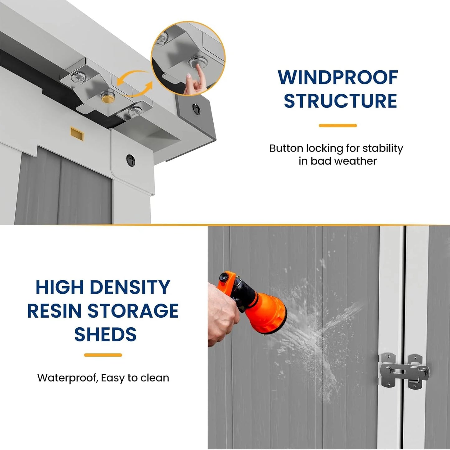 Amopatio 41 Cu Ft Horizontal Outdoor Storage Shed, Resin Trash Can Storage,Resin Shed for Garden Tools, Lawn Mowers, Garbage Cans, Patio Use