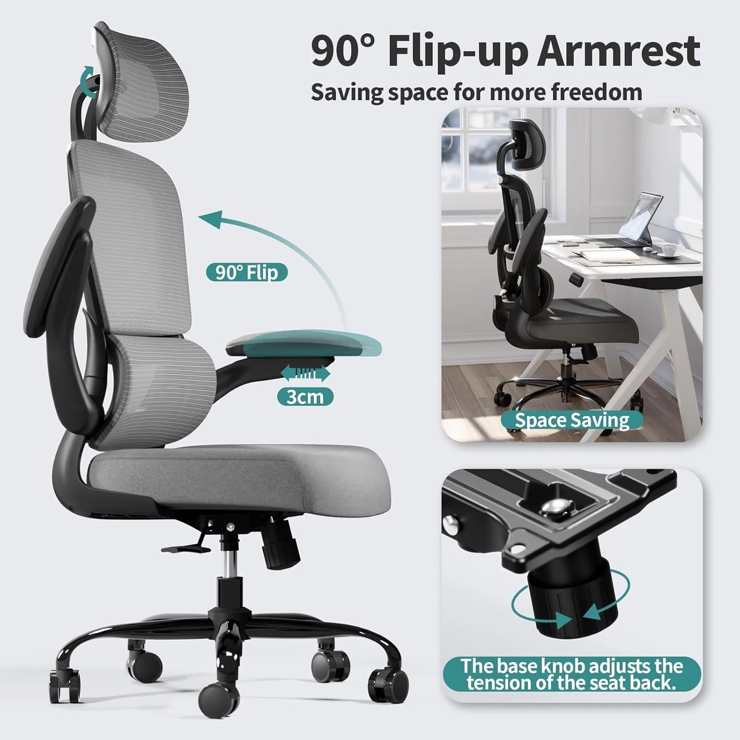 TRALT Office Chair Ergonomic Desk Chair 330 lbs Home Gaming Chair with Wheels