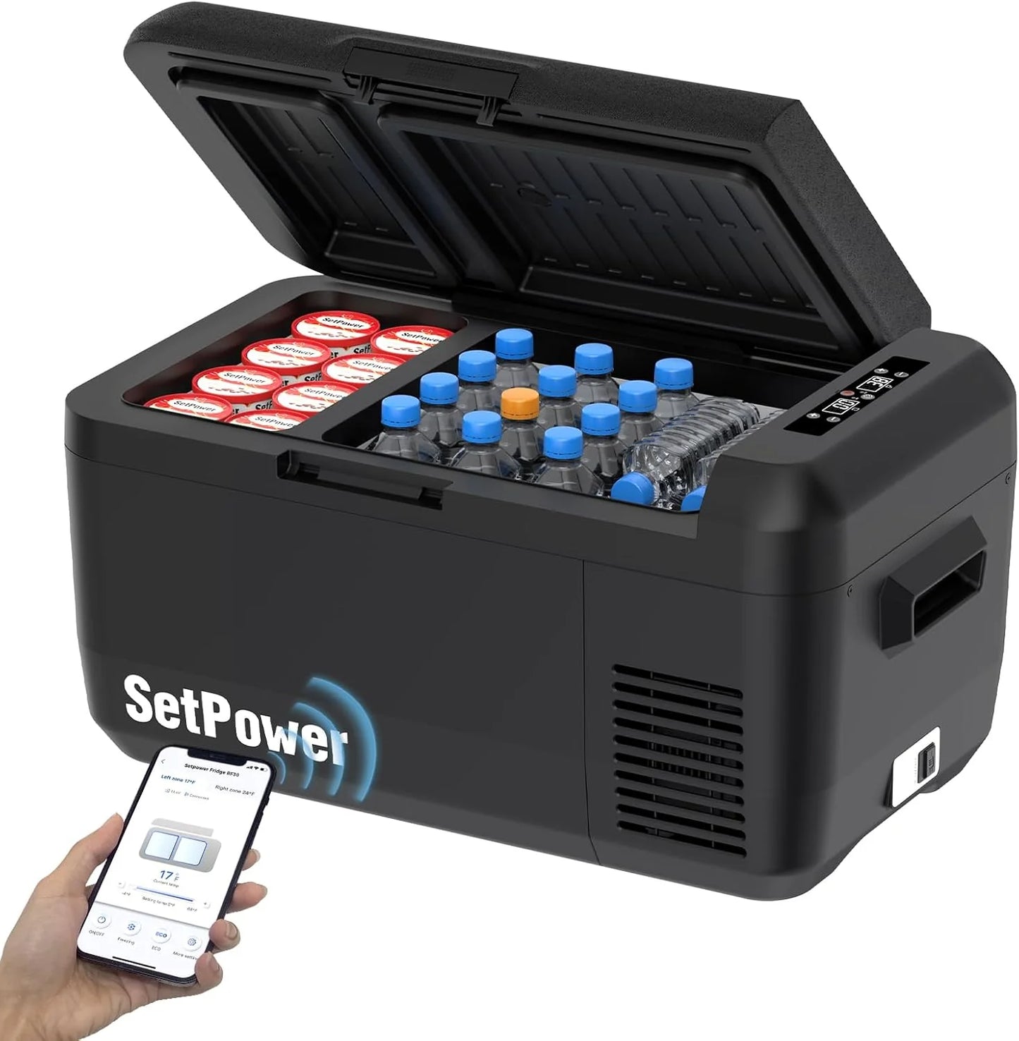 12V Refrigerator 21 Quart Portable Freezer 50 Hours Keep Cool,Electric Cooler for Vehicles Car Refrigerator 12V Portable Fridge for Car Camping Truck Van RV SUV Road Trip Travel RF20