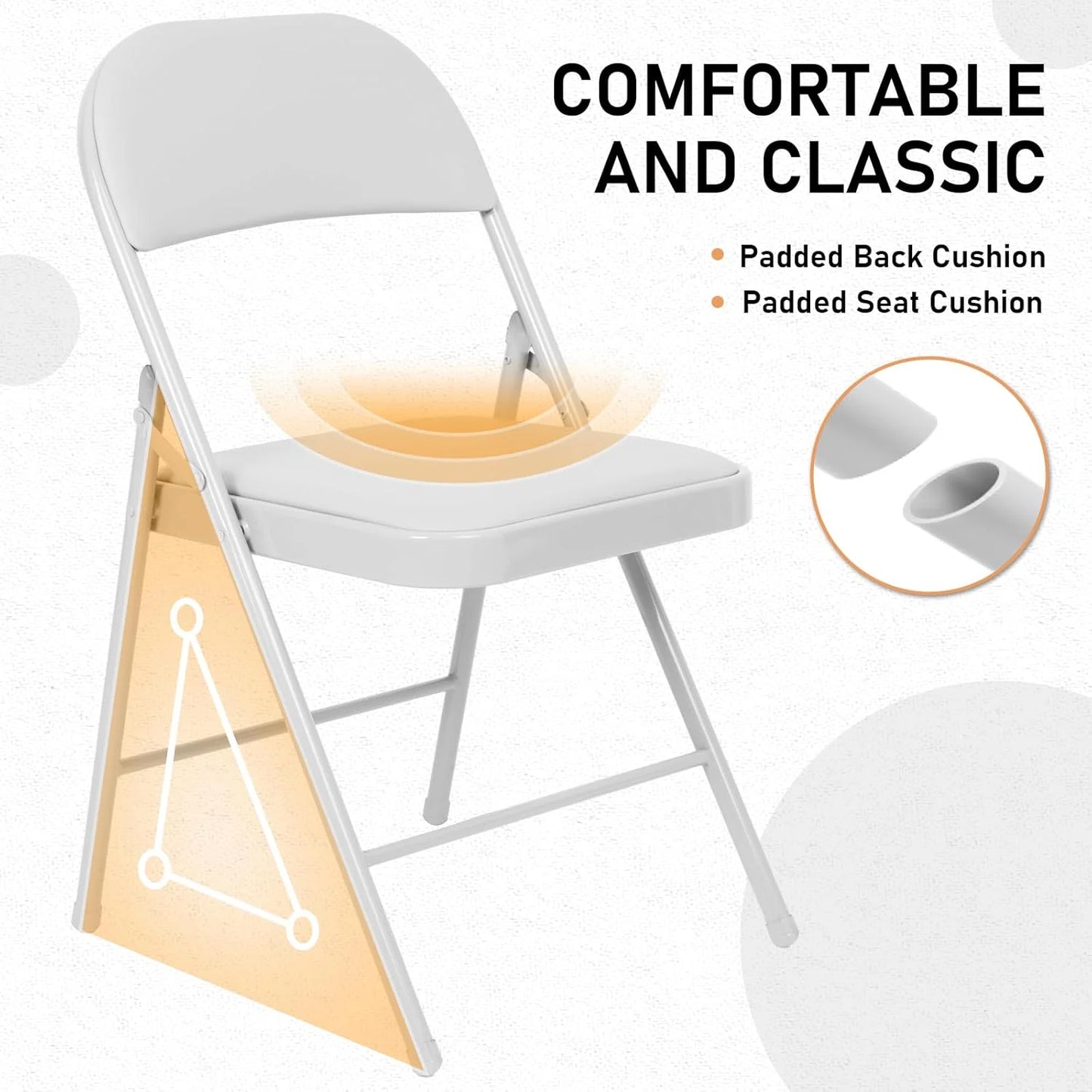 6 Pack Black Folding Chairs with Leather Chairs for Indoor and Outdoor Events Office Wedding Party Upholstered Chairs