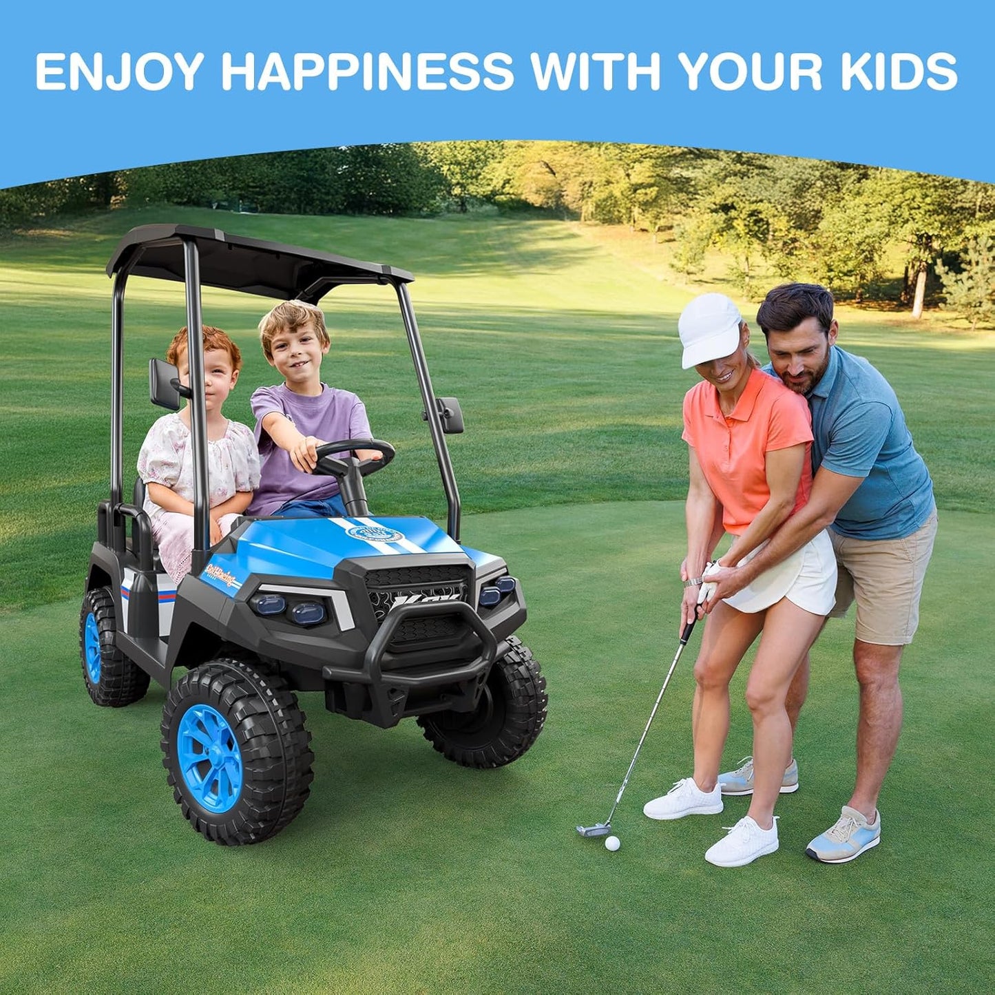 R9 24V Children's Golf Cart with Remote Control, Removable Awning