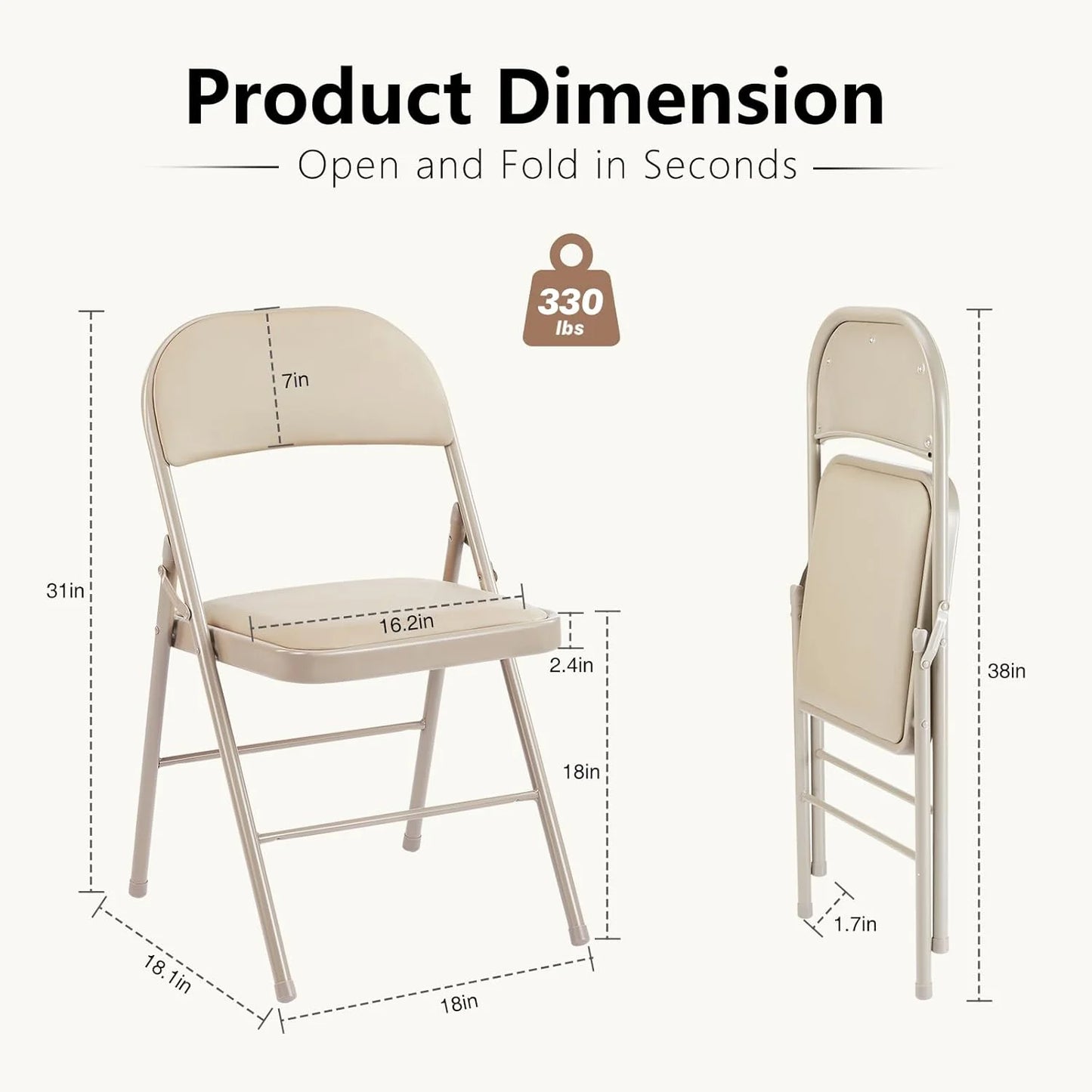 DUMOS 2 Pack Leather Padded Folding Chair, Indoor Outdoor Portable Stackable Commercial Seat