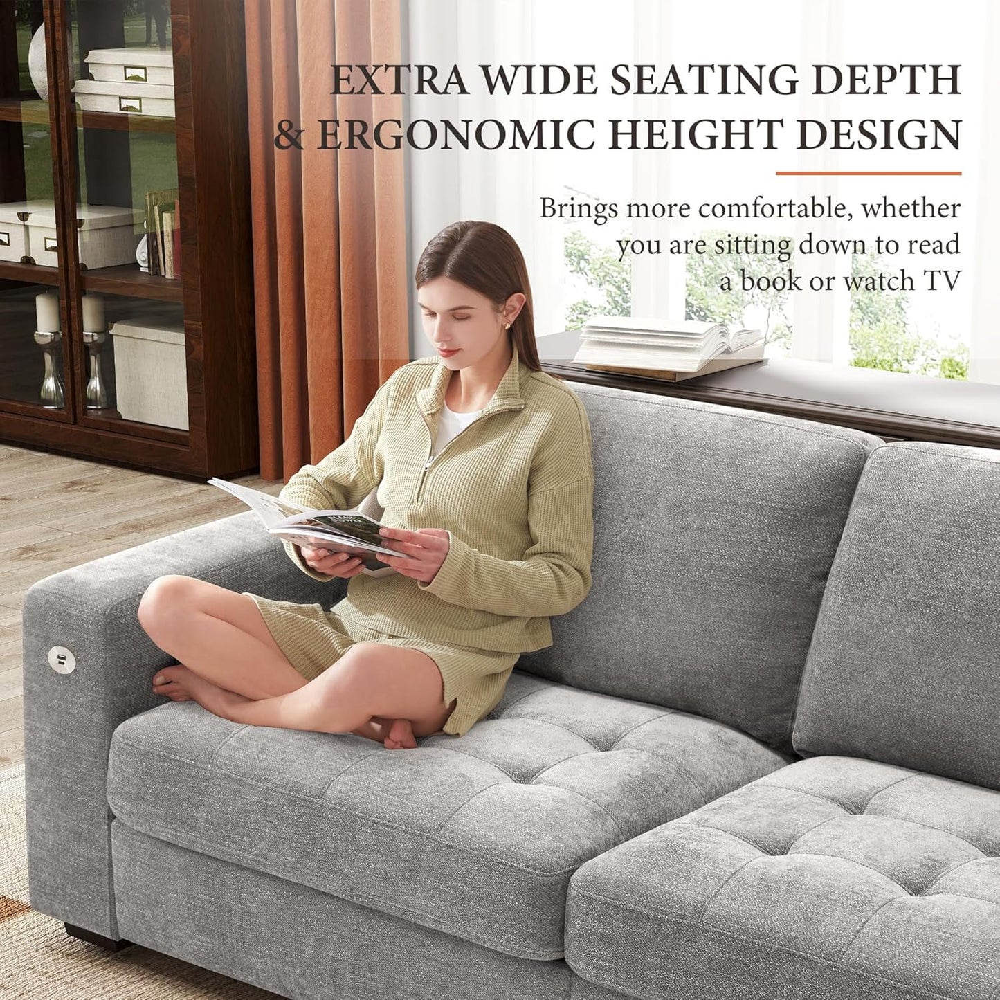 ihanherry 146-inch U-shaped modern sofa modular area cloud sofa