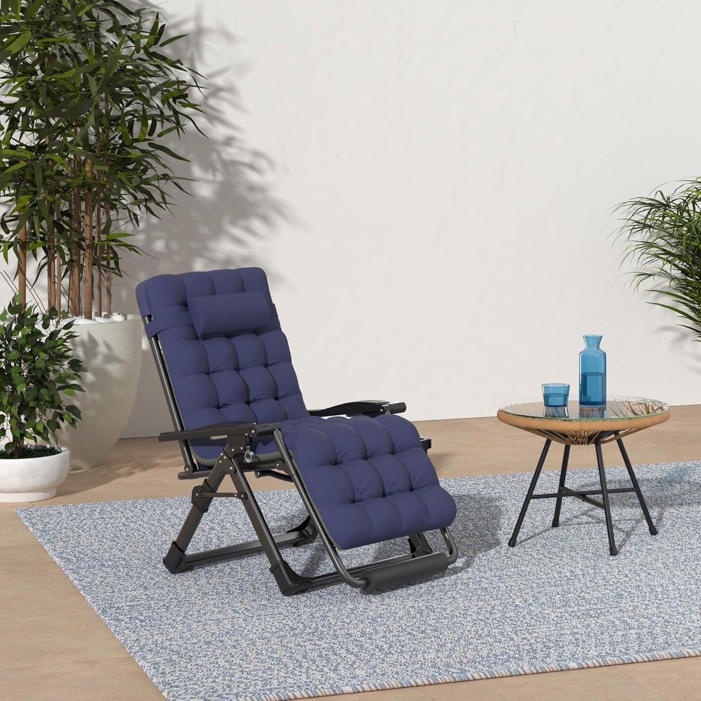 Indoor and outdoor patio chair folding lounge chair zero gravity chair with removable cushion camping lounge chair