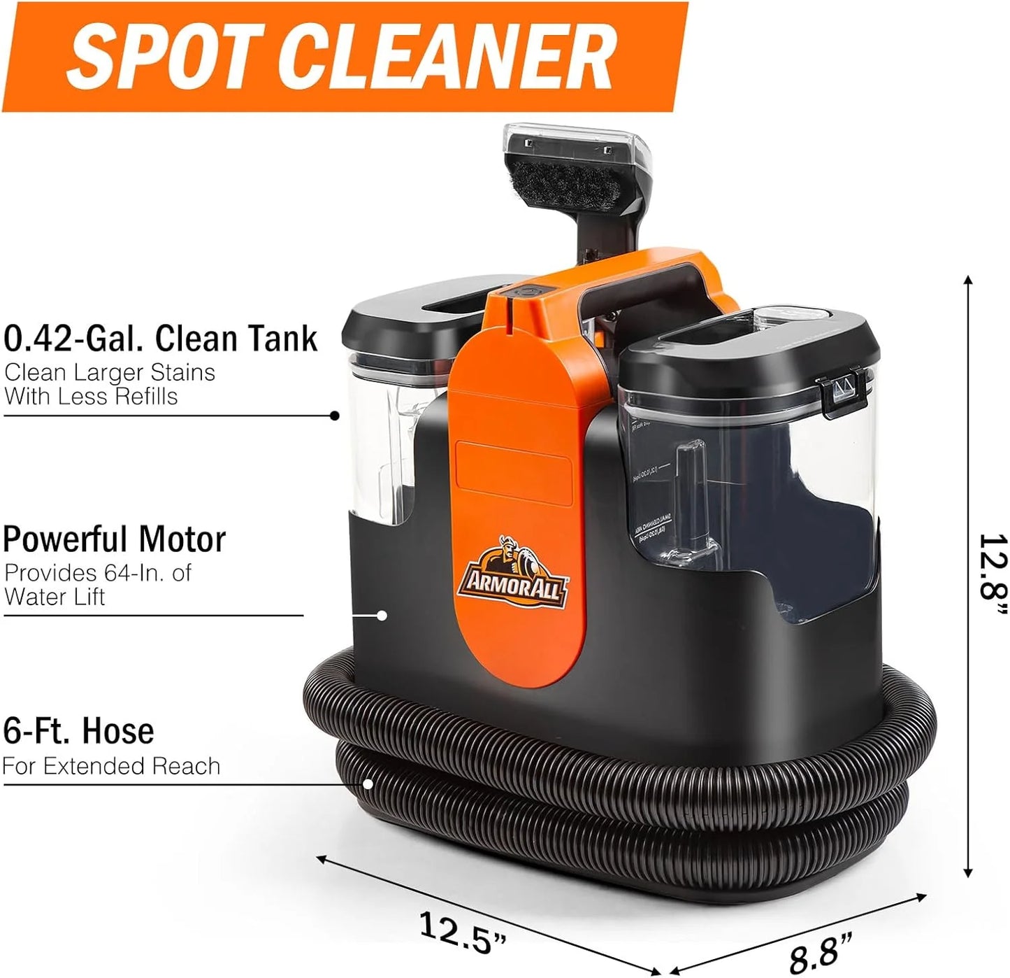 7 Amp Portable Spot Cleaner for Car Cleaning, Carpet and Upholstery Stain Removal