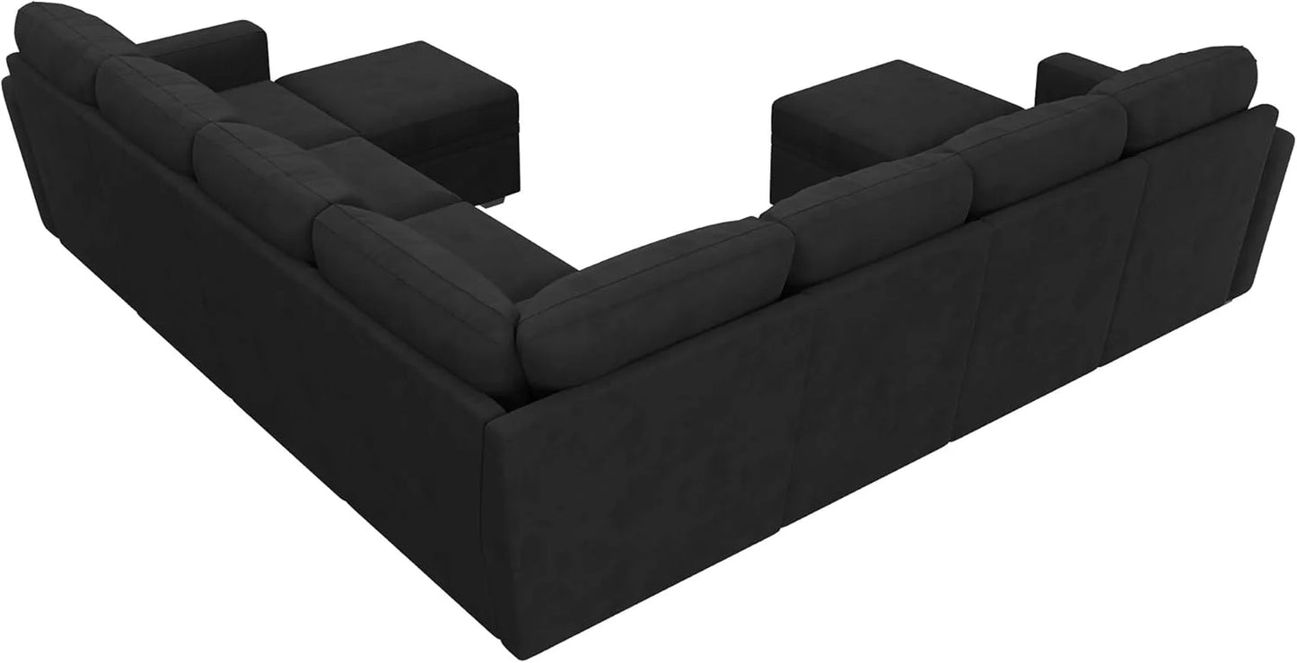 HONBAY Modular Sectional Sleeper Sofa with Pull Out Bed, L Shaped Couch with Storage Seat, Convertible Sectional Couches for Living Room