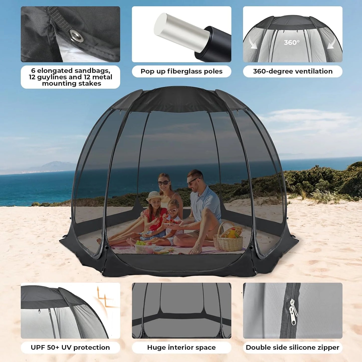 Pop Up Screen House Gazebo Tent with Mosquito Netting Sides