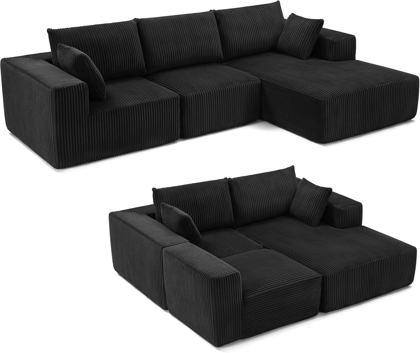 108 inch sectional sofa, cloud sectional sofa with deep seat, modern sectional L shaped sofa