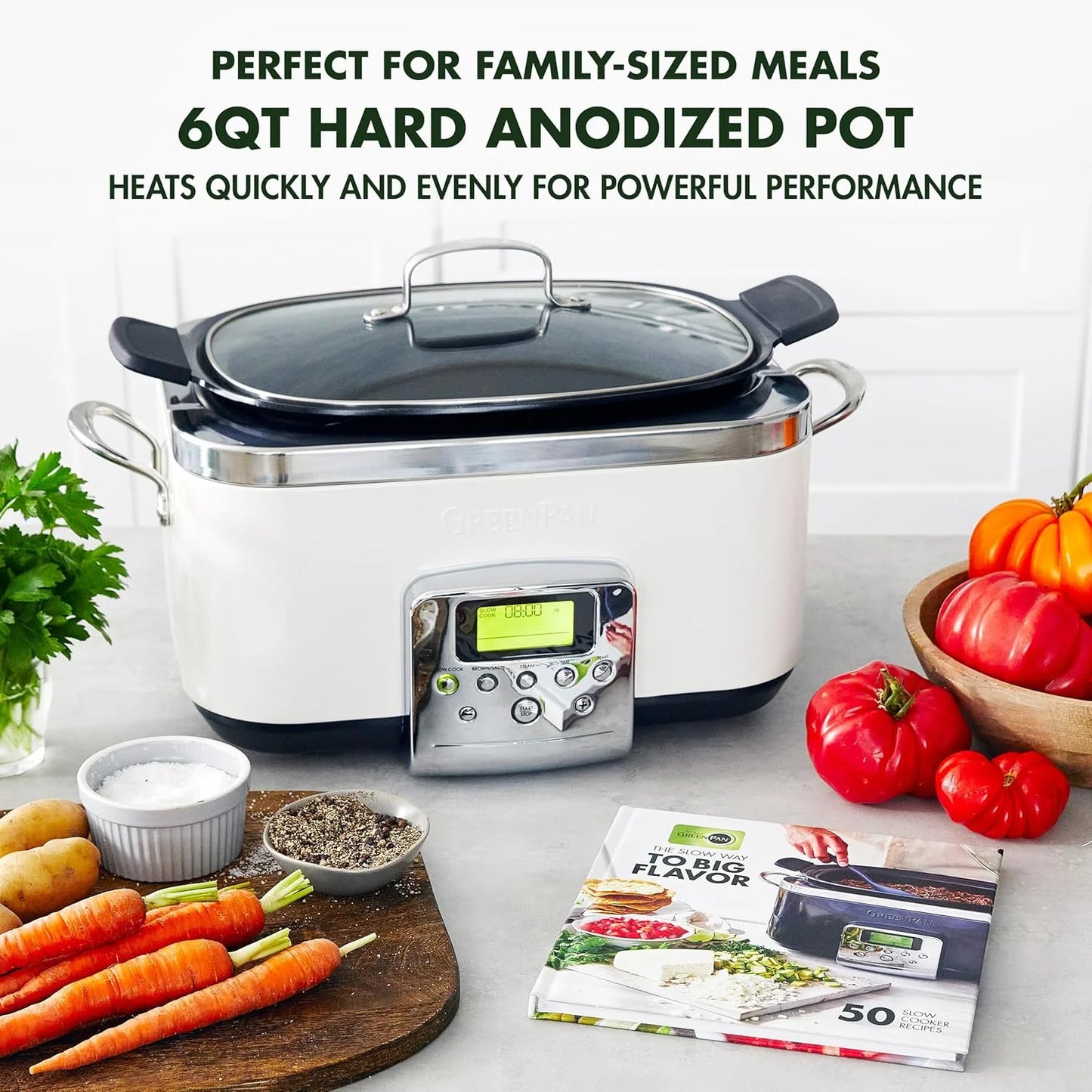 8-in-1 Programmable 6QT Electric Slow Cooker with Dishwasher-Safe Lid and Removable Base