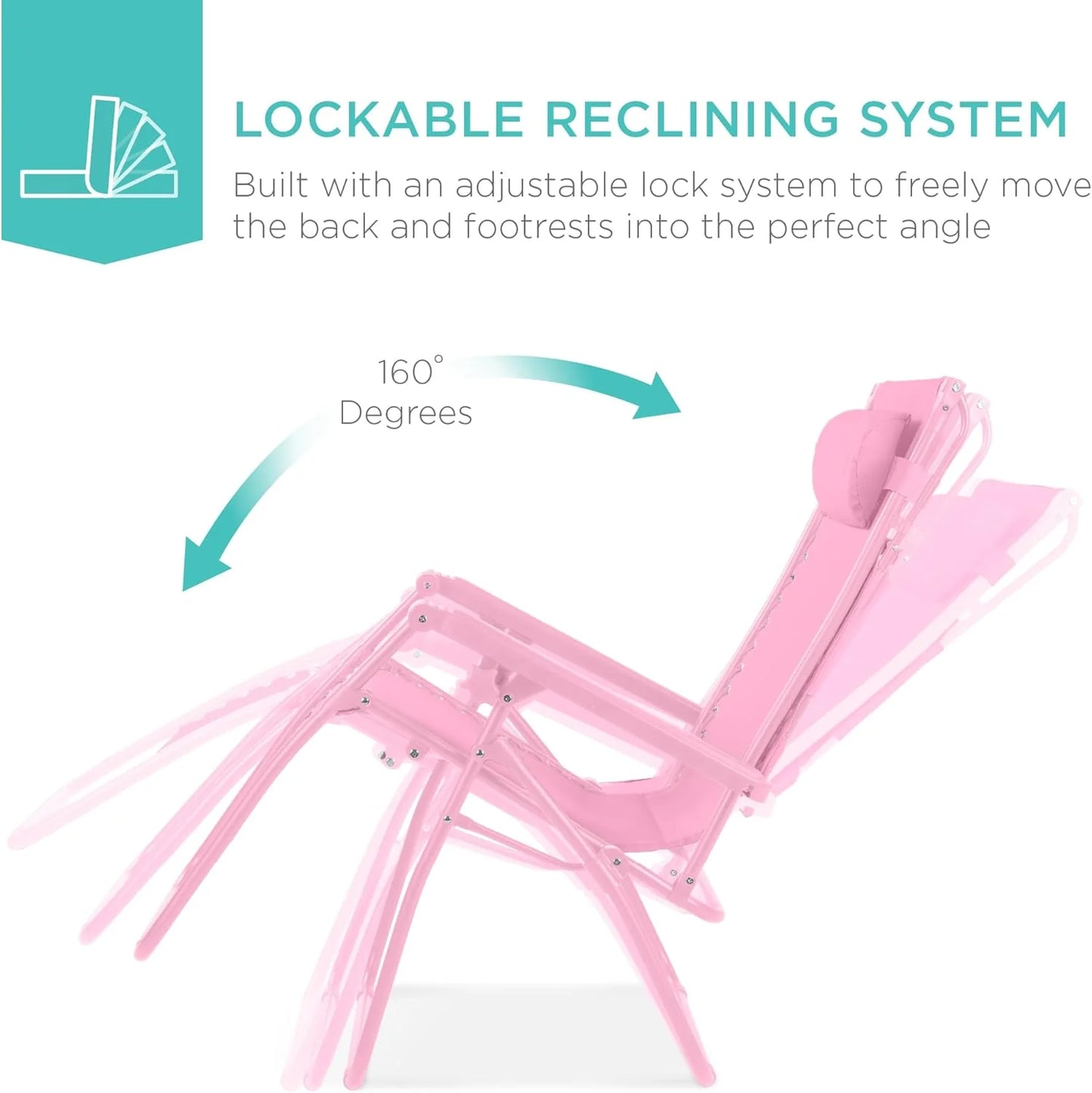 Best Choice Products Folding Zero Gravity Outdoor Recliner Patio Lounge Chair w/Adjustable Canopy Shade, Headrest, Side Accessory Tray, Textilene Mesh - Peacock Blue