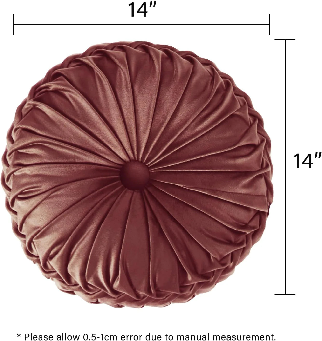 Set of 2 Decorative Round Pleated Throw Pillows