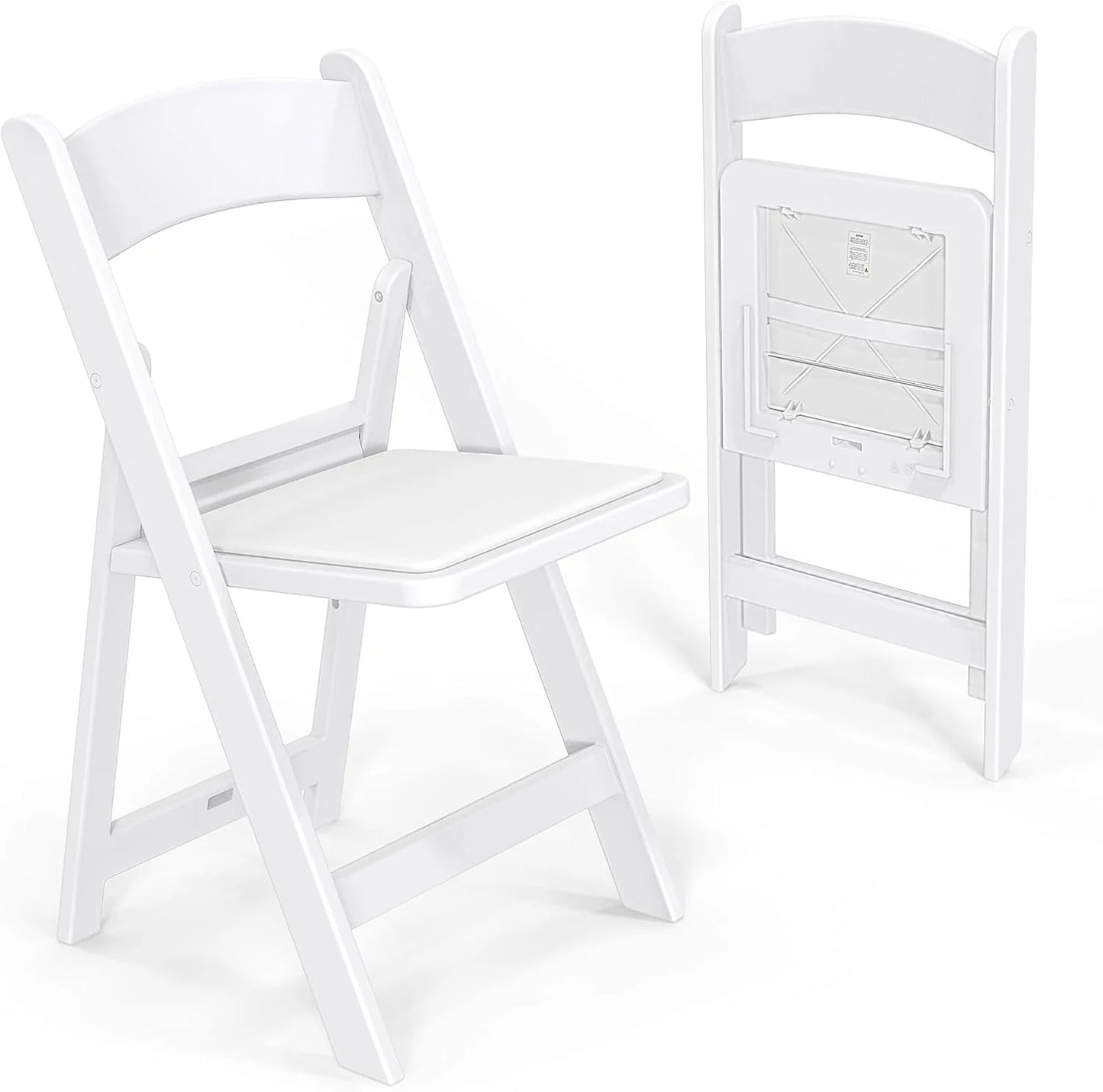 VINGLI Resin Folding Chair with Cushion Foldable Plastic Chair with Comfortable Cushioned Seat