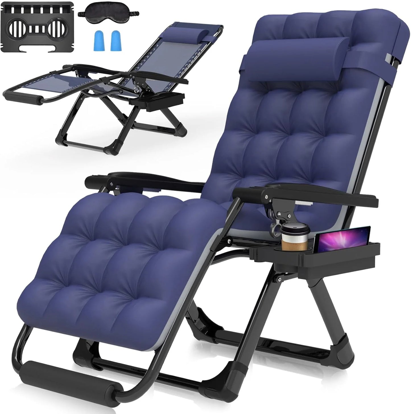 Indoor and outdoor patio chair folding lounge chair zero gravity chair with removable cushion camping lounge chair