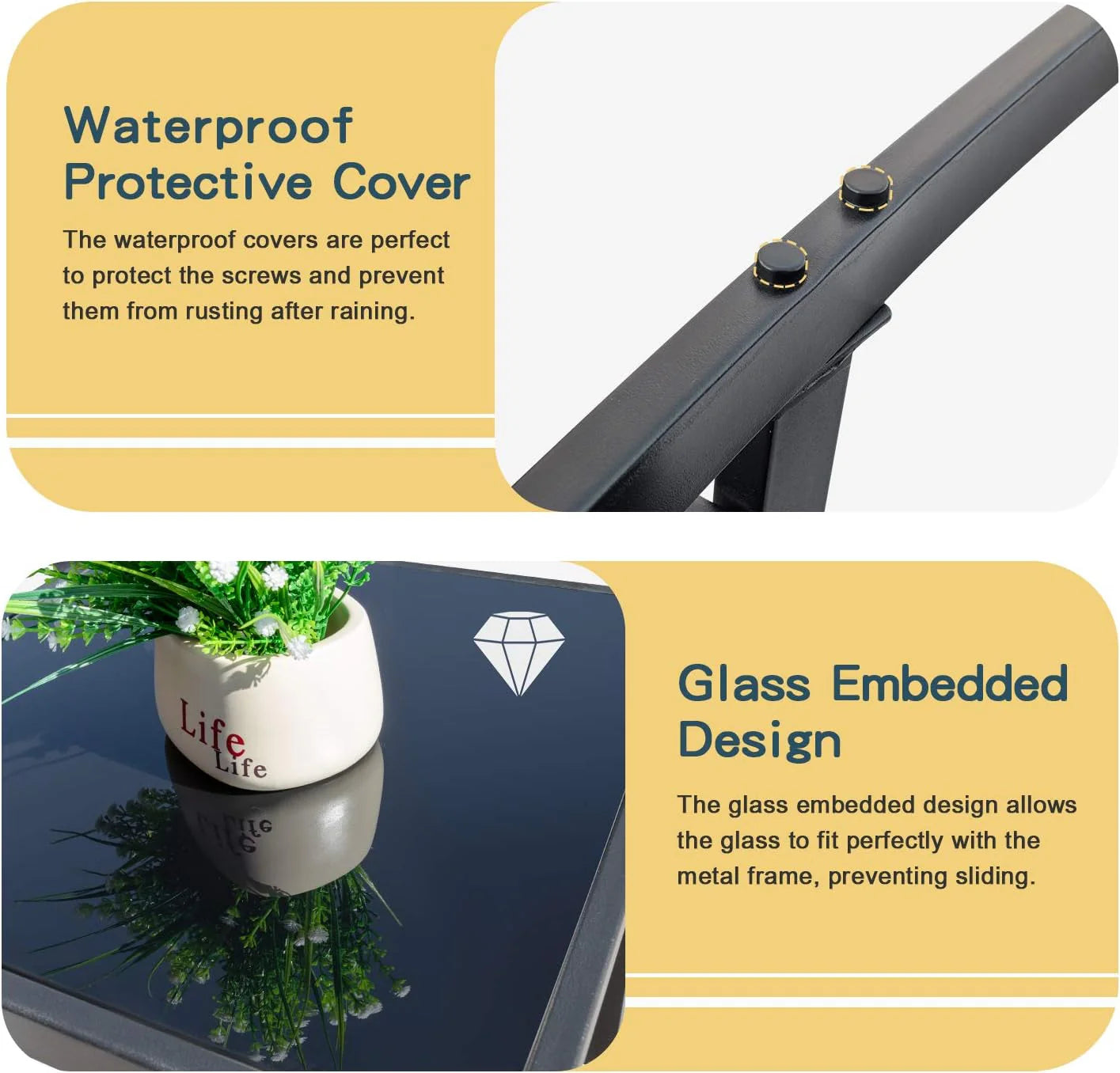 Homall Patio Dining Set 7 Pieces Outdoor Furniture Table and 6 Textilene Chairs, Light Grey