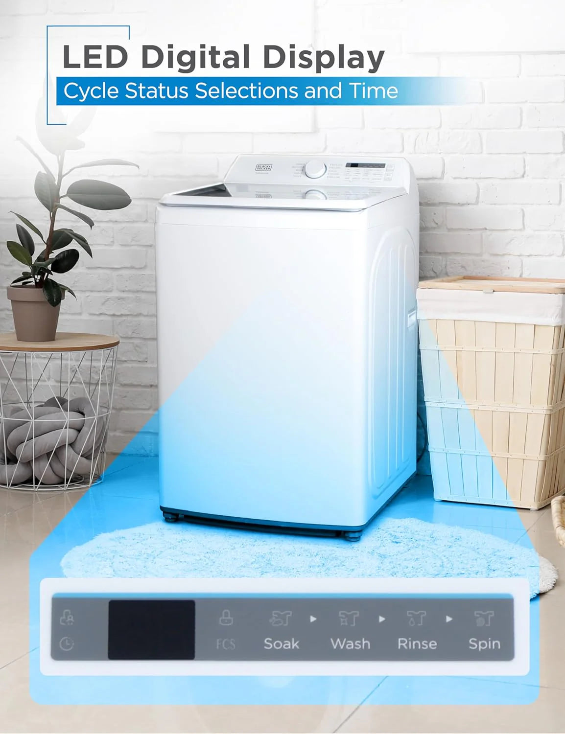Portable Washer 6.6 lb. Capacity Washing Machine for Homes & Apartments 5 Wash Cycles Quick Connect Sink Adapter and Drain Hose Included Transparent Lid