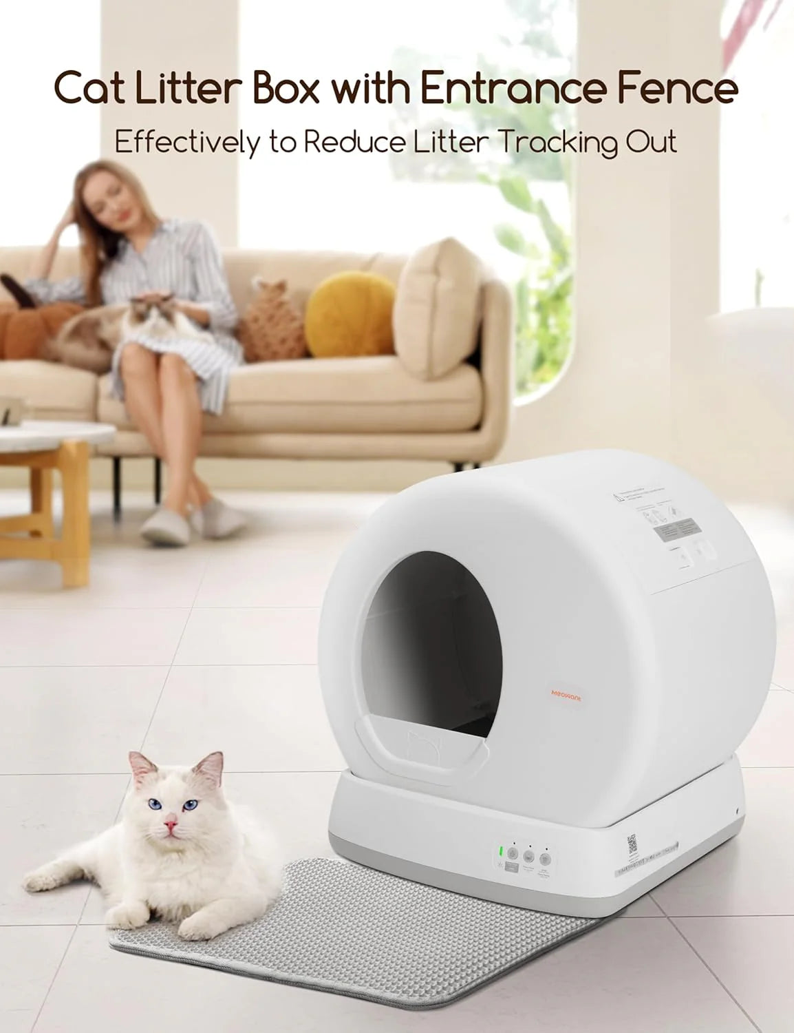 Self-Cleaning Cat Litter Box, Integrated Safety Protection Automatic Cat Litter Box for Multi Cats