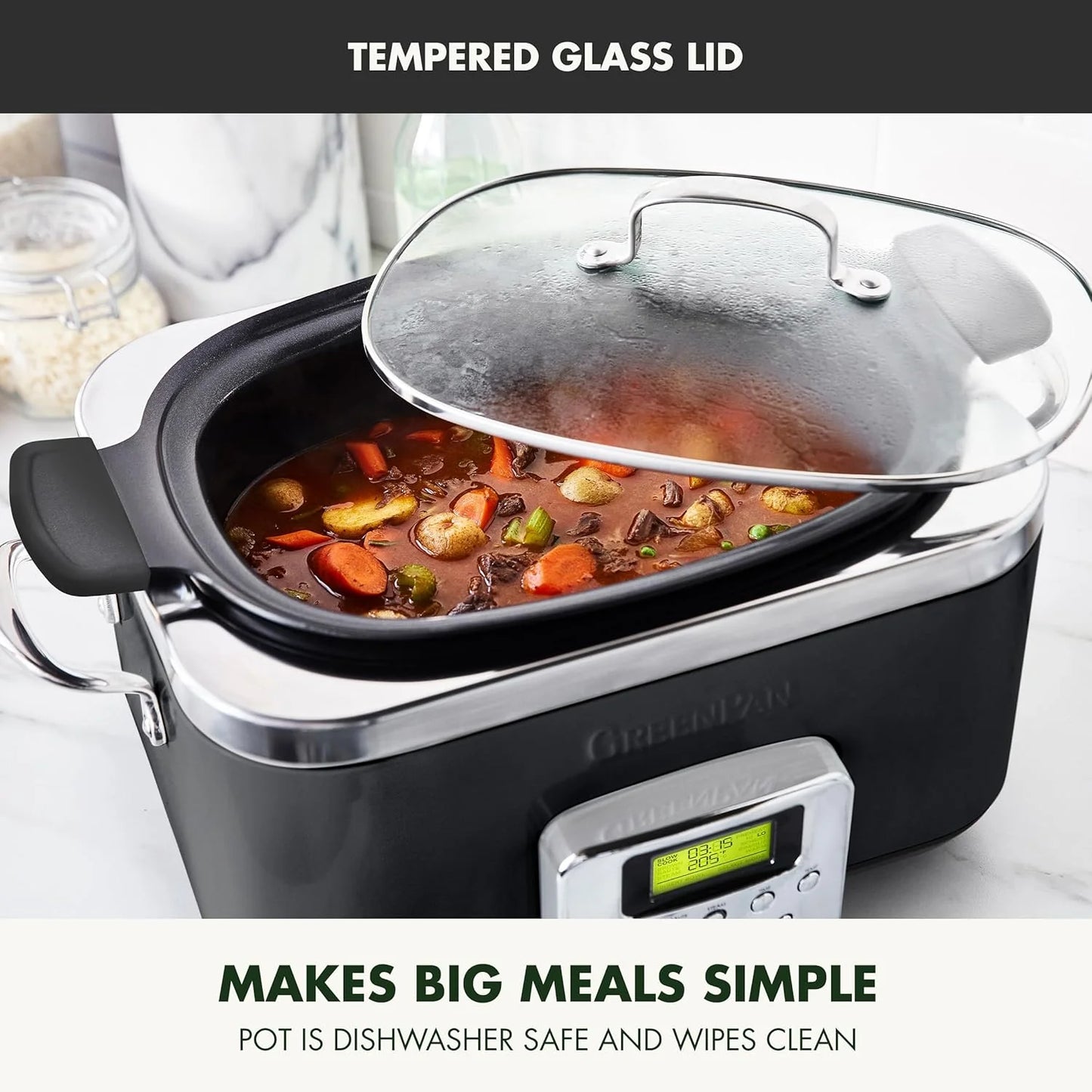 8-in-1 Programmable 6QT Electric Slow Cooker with Dishwasher-Safe Lid and Removable Base