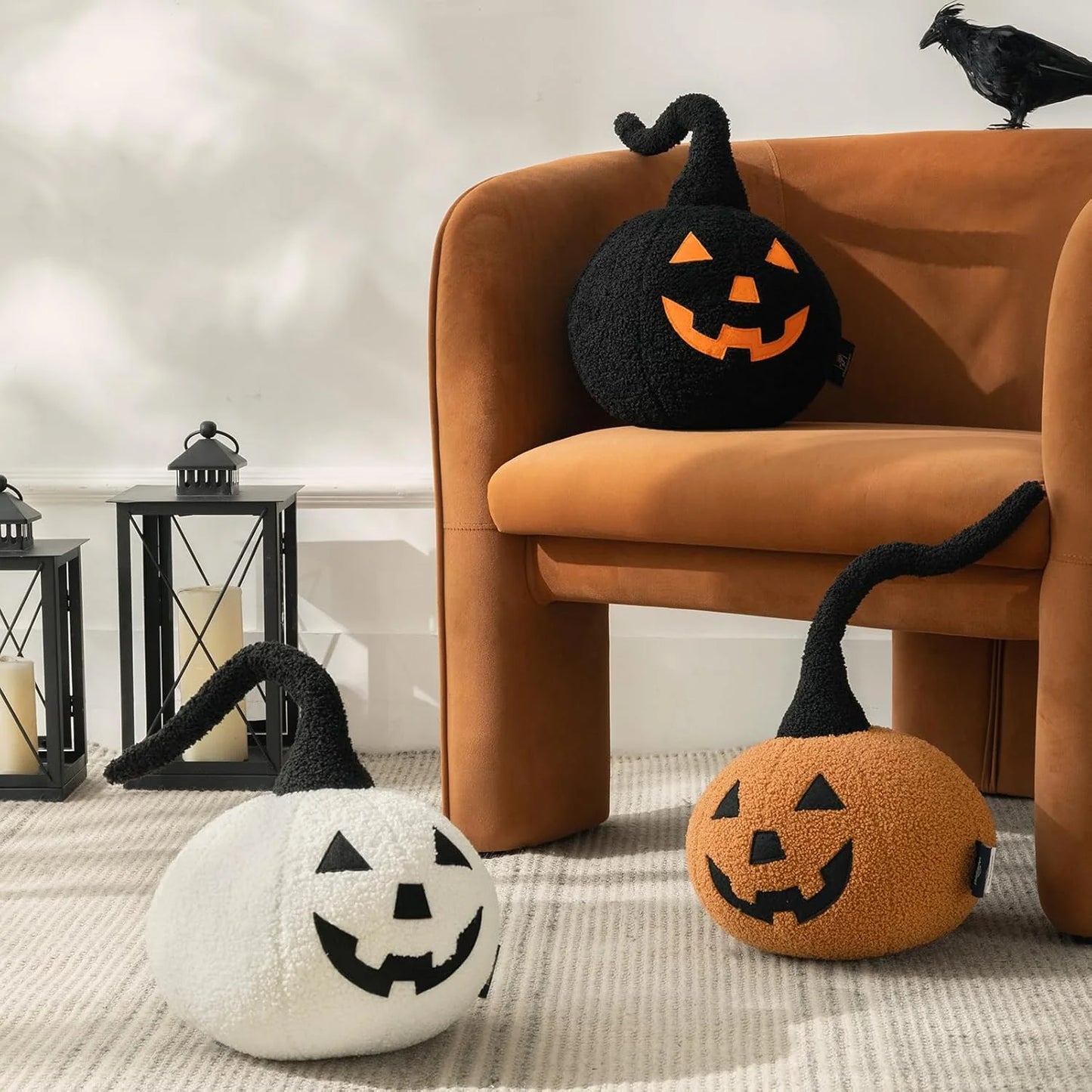 Happy Halloween Pumpkin Shaped Throw Pillow