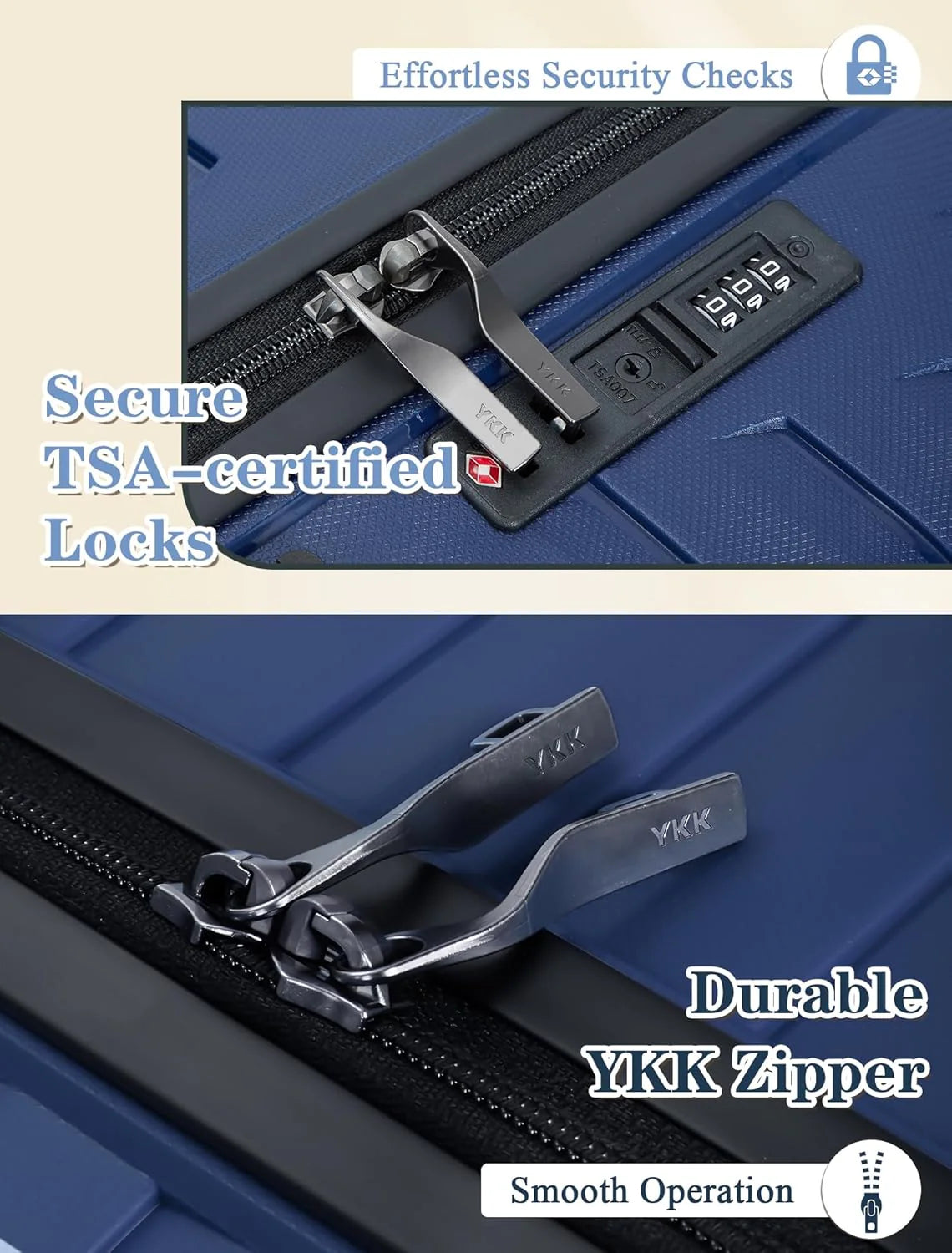 5-piece luggage set with wheels, ABS hardshell suitcase with spinner wheels