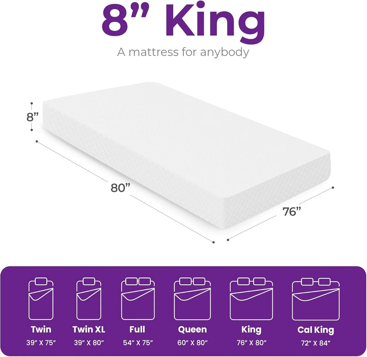 GAESTE 8-inch Fully Cooling Gel Memory Foam Mattress Mattress-in-a-Box