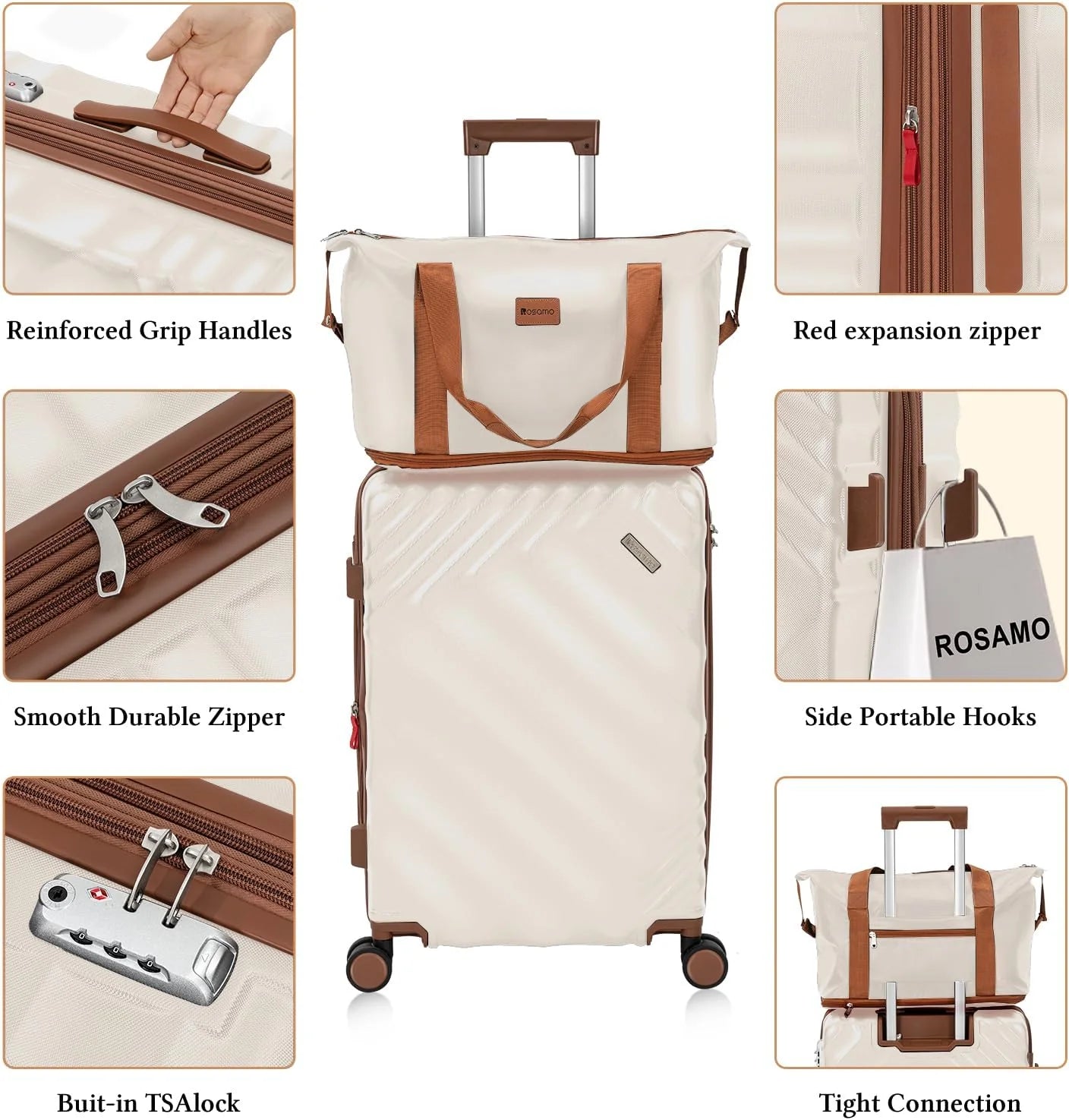 5 piece luggage set expandable suitcase 22x14x9 aviation certified durable waterproof travel set