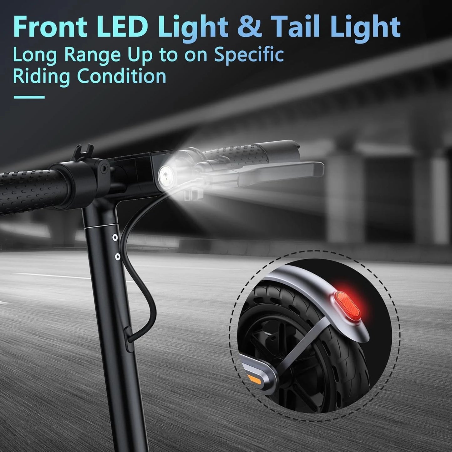 Electric Scooter, 350W/500W Powerful Motor, 8.5"/10" Solid Tires, 19/22Mph, 28/21/12 Miles Range,Dual Braking