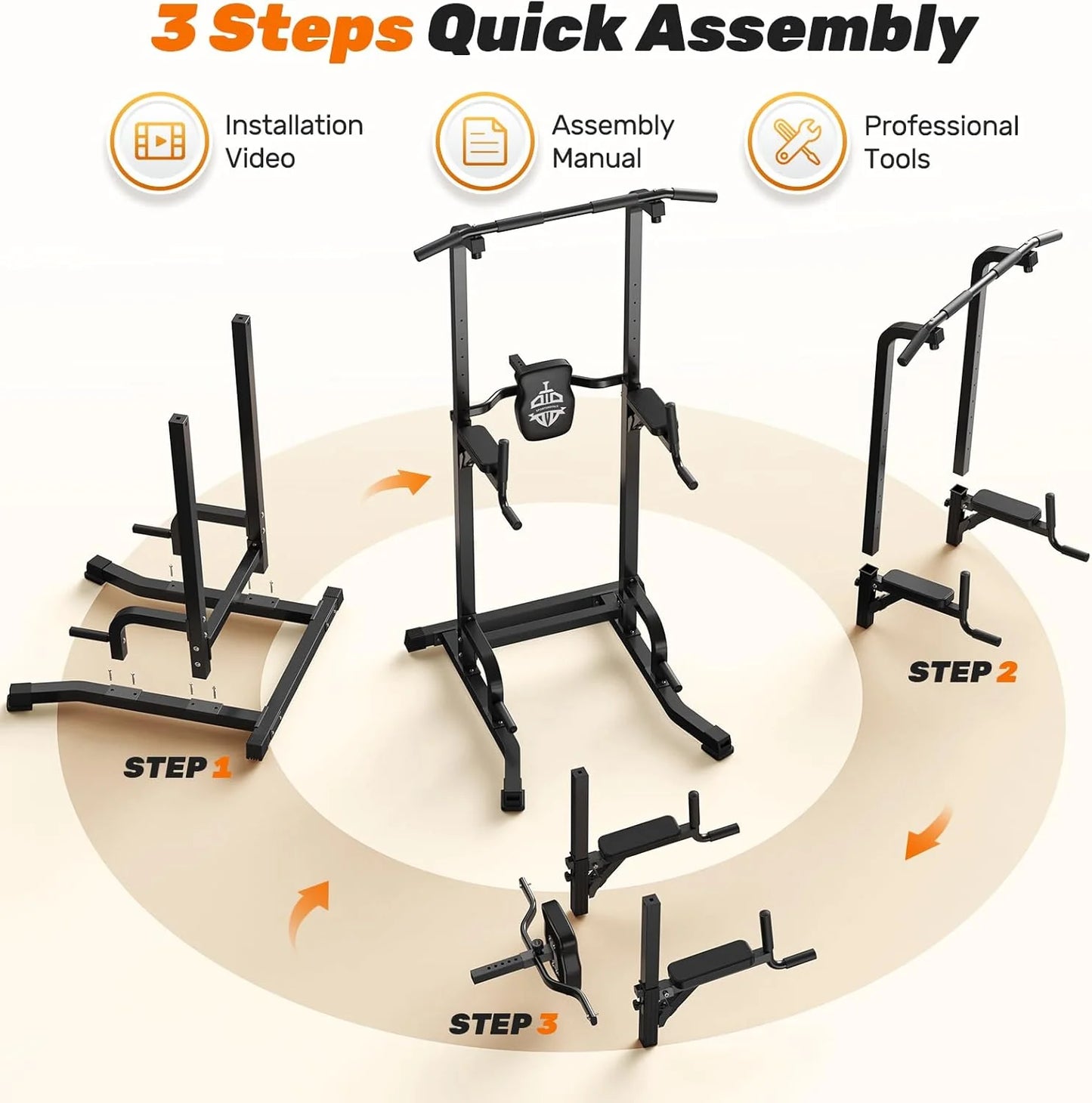 Sportsroyals Power Tower Pulp Up Bar Station, 450 lbs stable suspended immersion tilt station