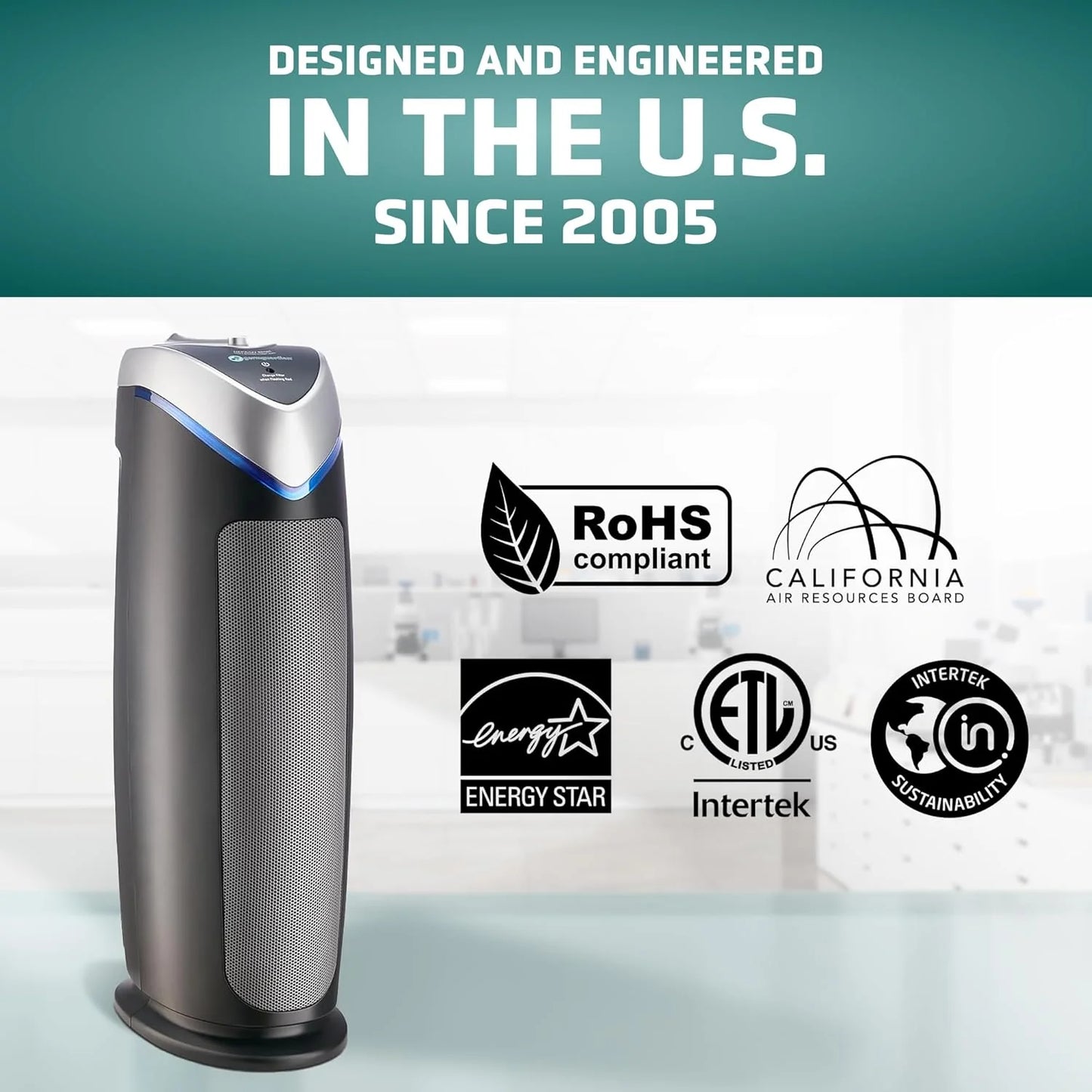 Home air purifier with HEPA pure filter