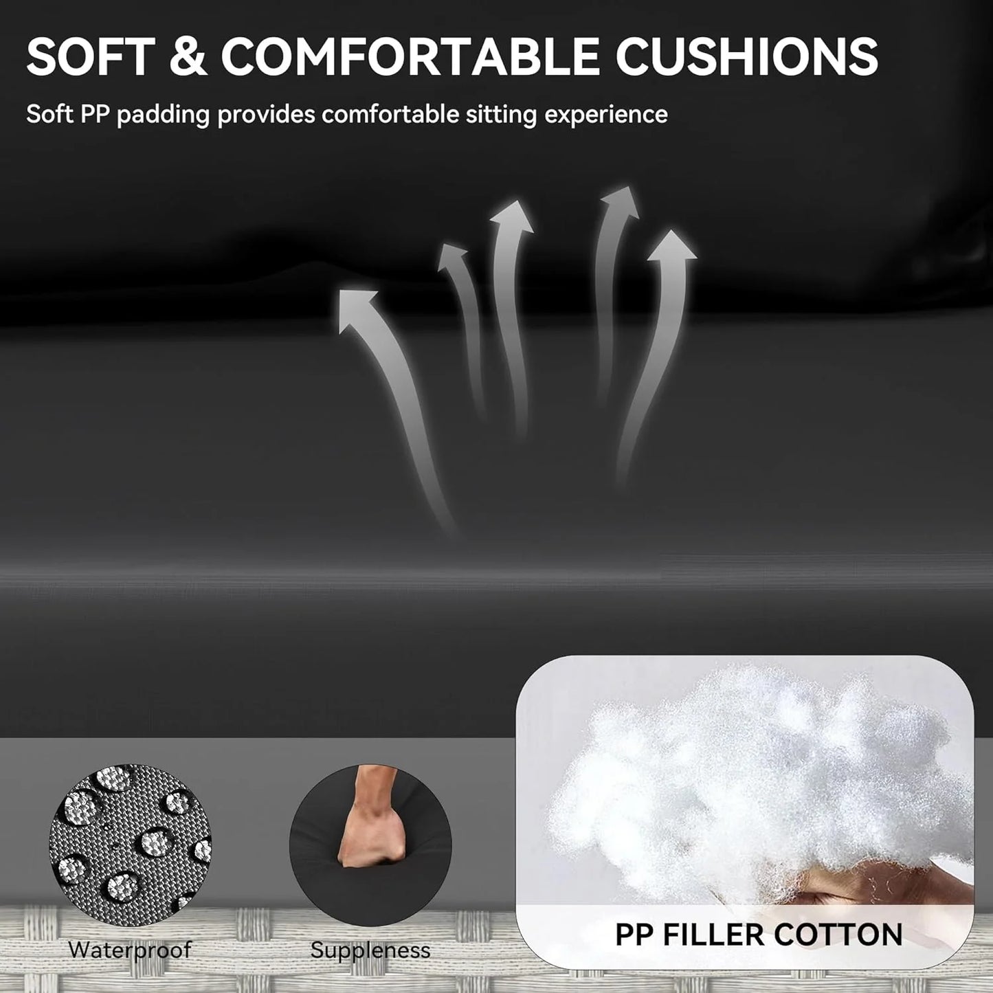 YITAHOME Hanging Porch Swing Chair Sits 3 People, Wicker Outdoor Swing Bench, Patio Lounge Chair, 1 Seating Cushion and 3 Back Cushions, w/Removable Covers, for Garden, Balcony, Backyard, Brown