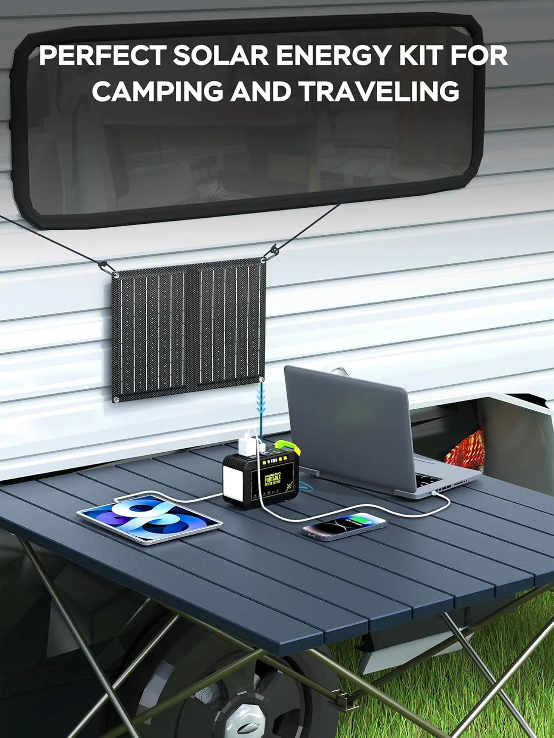 Portable Power Station 88Wh Camping Lithium Battery Solar Generator Fast Charging with AC Outlet 120W Peak Power Bank