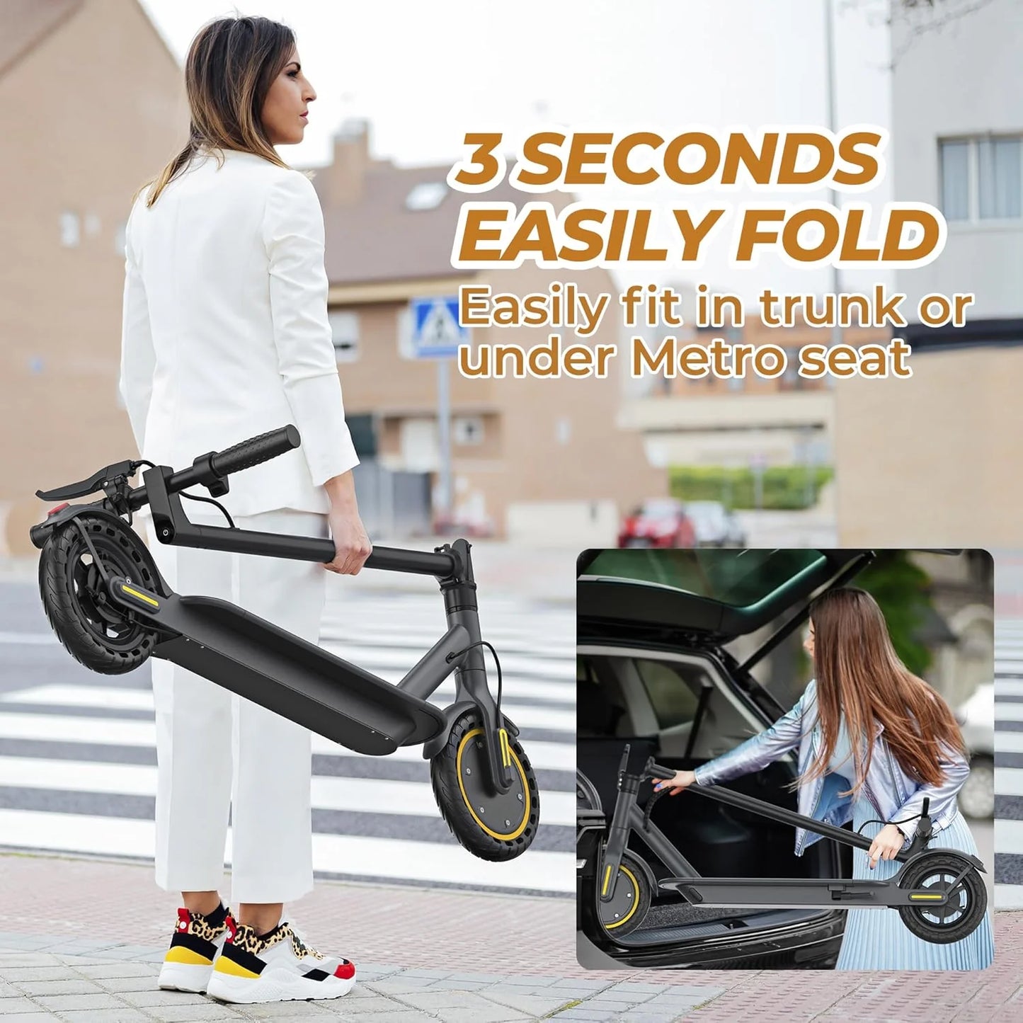 Electric Scooter, 350W/500W Motor, Top Speed 19/22 mph, Max 16/23/28Miles Ranges, Foldable E Scooter for Adults