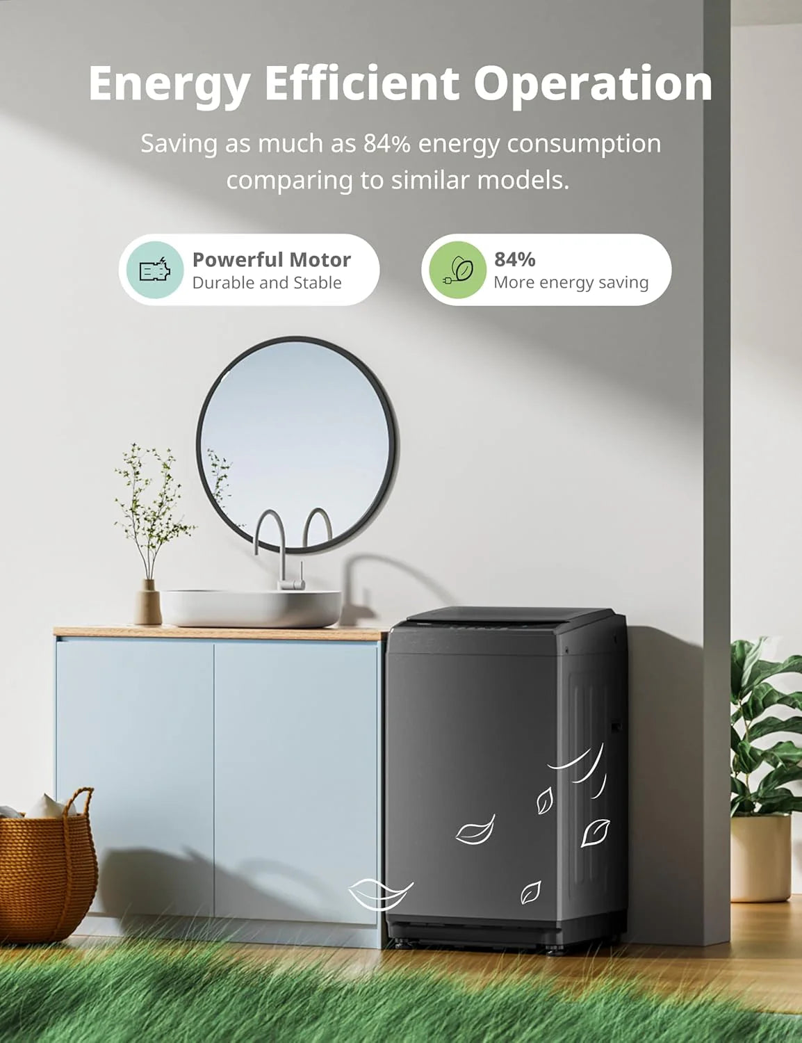 Comfee Portable Washing Machine, 0.9 Cubic Foot, with LED Display and Built-in Drum