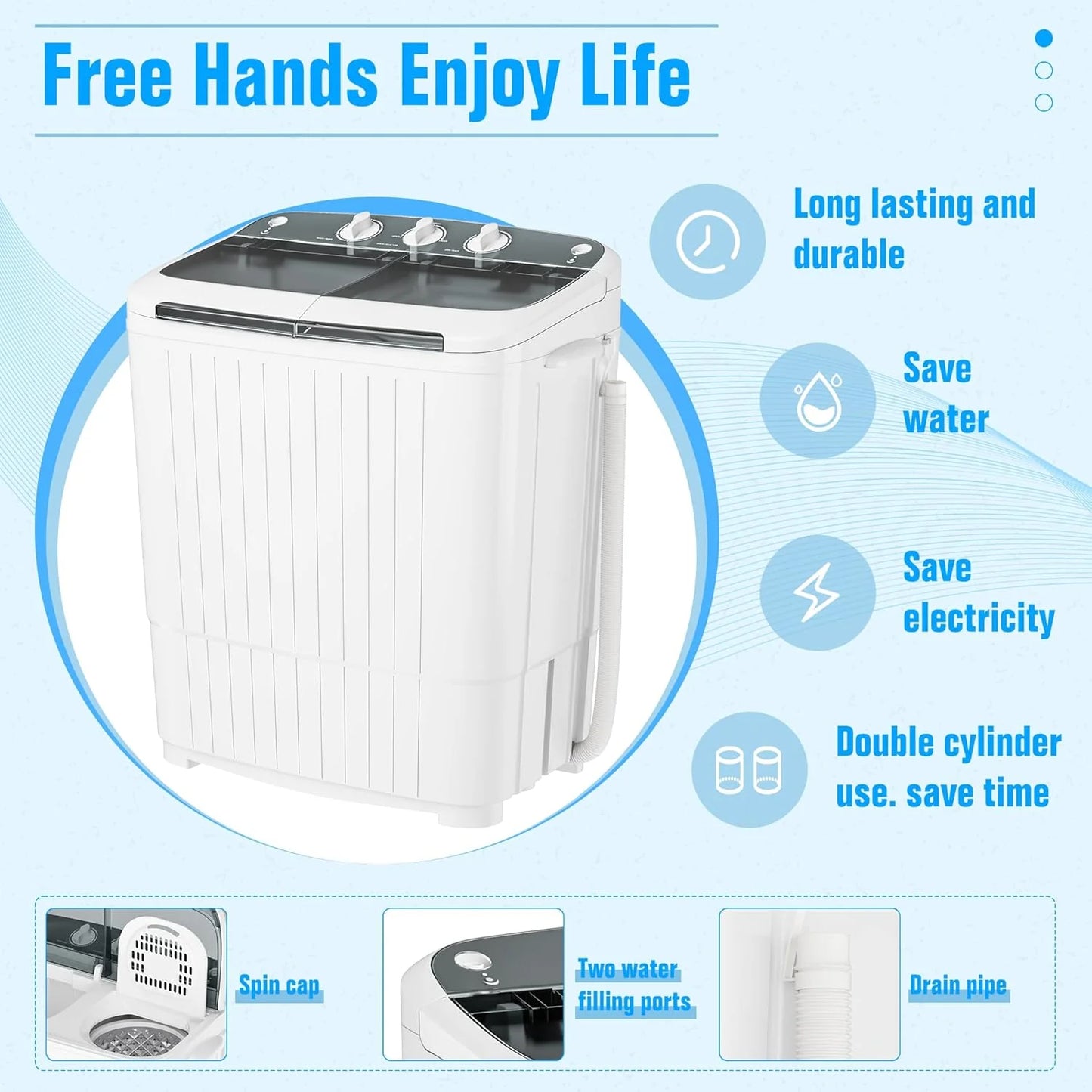 INTERGREAT Portable Washing Machine 16 lb Twin Tub Washing Machine