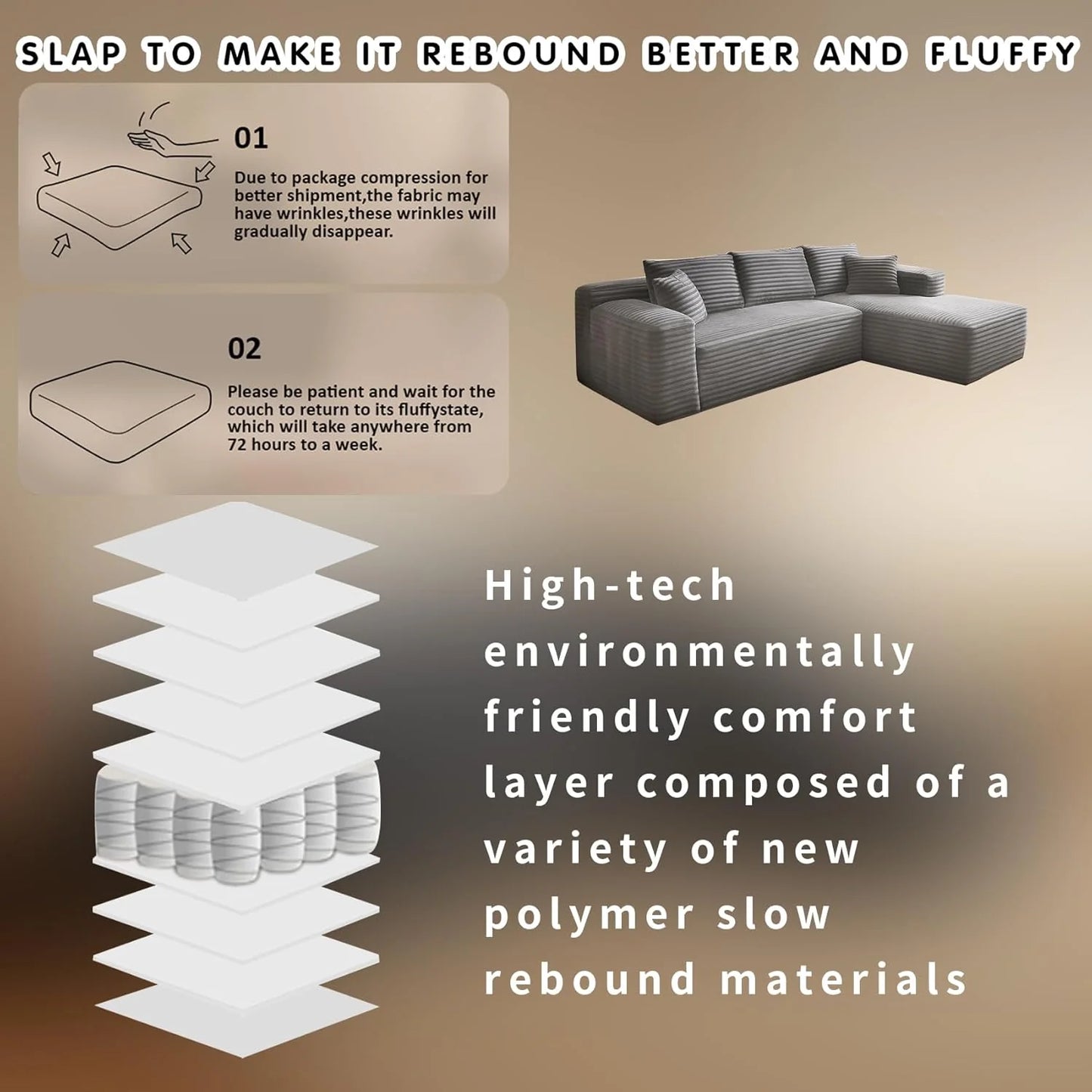 Cloud section sofa and L-shaped recliner modern modular sofa with deep seats